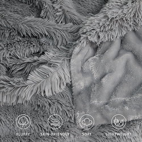 Miniatura 4 de TOONOW Manta de piel sintética extra suave y afelpada, tamaño Queen de 78 x 90 pulgadas, reversible, ligera, decorativa, súper suave y acogedora, de