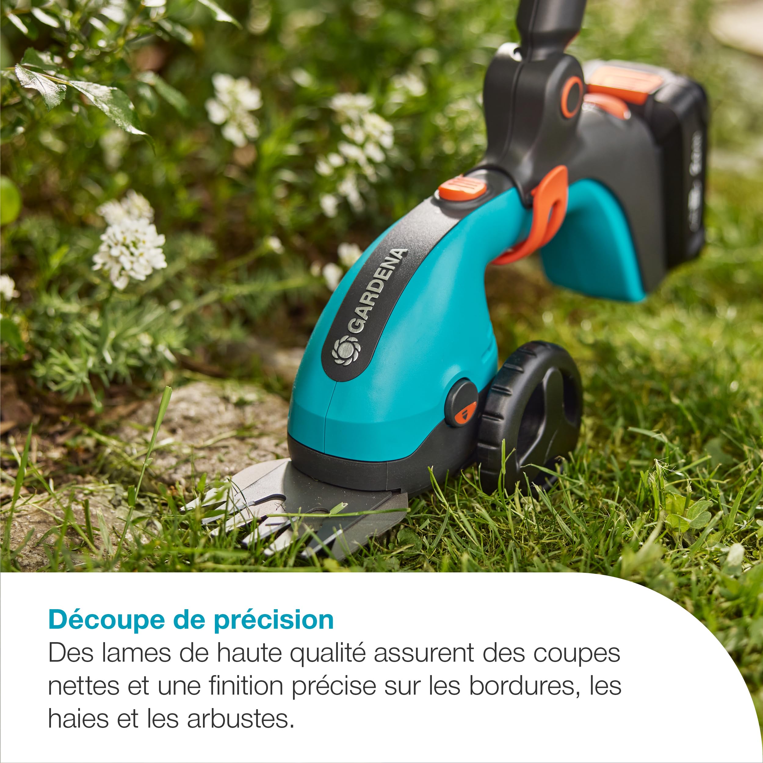 GARDENA Kit de cisaille à gazon PowerCut 18V solo Cisaille à gazon : Léger et ergonomique, Alimenté par batterie et sans fil, Lames de haute qualité, Maniabilité facile, Facile à monter (14752-55)