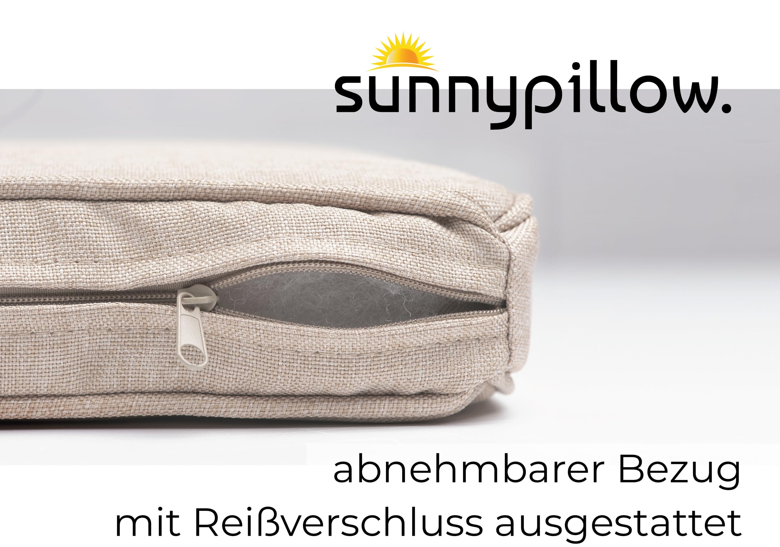 sunnypillow 4er Set Stuhlkissen wasserdicht UV-lichtecht 45 x 45 x 5cm - Polsterauflage Auflage für Stühle/Bänke - Sitzkissen Stuhlauflage für Haus und Garten - Indoor/Outdoor - Ecru