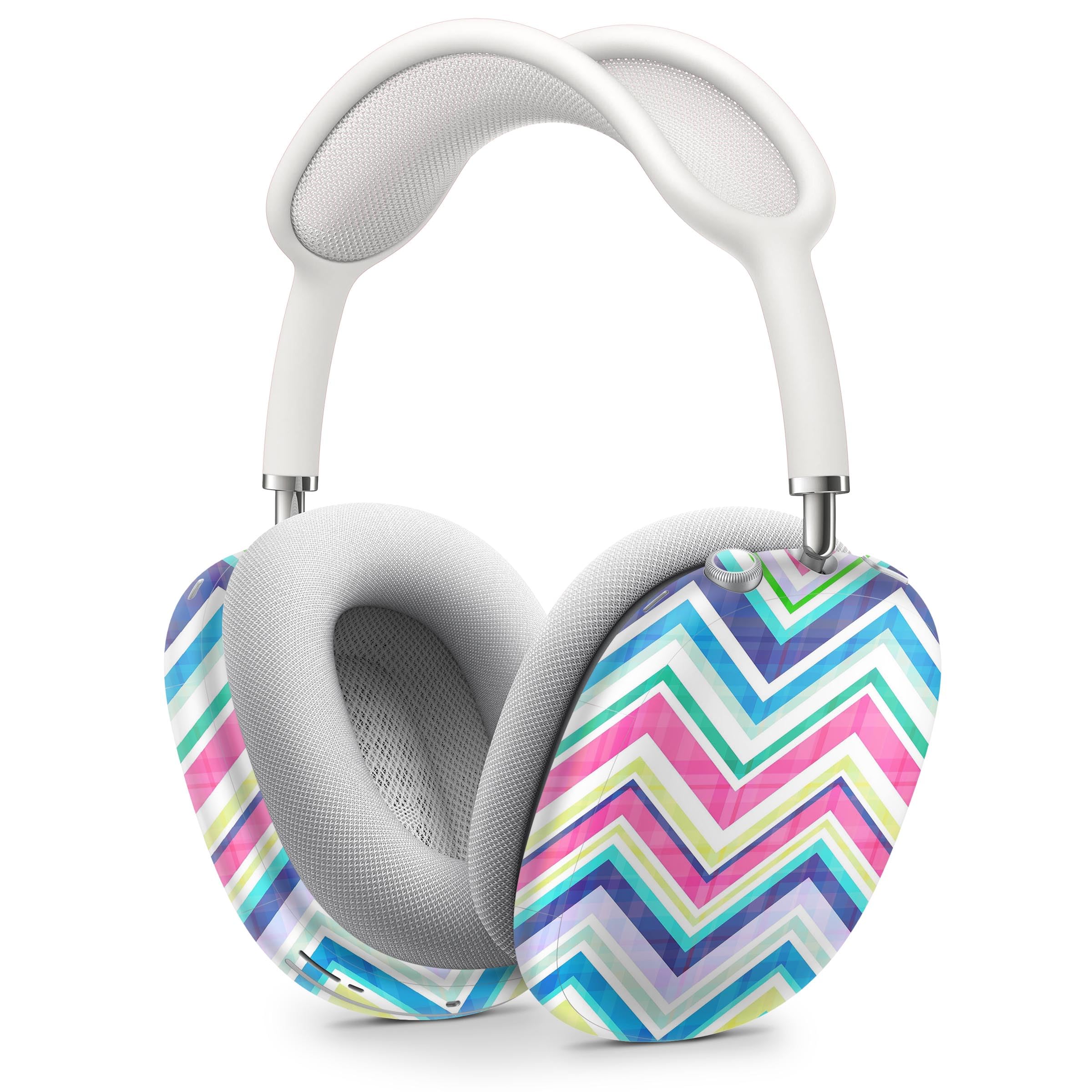 DesignSkinz - Skin Decal Protective Scratch Resistant Vinyl Wrap - Compatible with AirPods Max Headphones - Vibrant Pink & Blue Layered Chevron