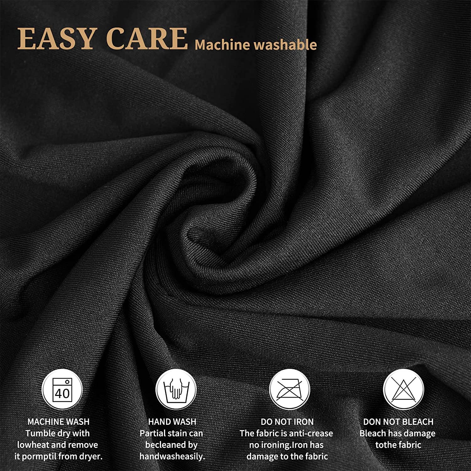 Paquete de 6 faldas redondas de mesa de cóctel de 32 x 43 pulgadas, mantel de cóctel elástico de elastano con cortinas onduladas, fundas de mesa de elastano negro ajustables para boda, bar,