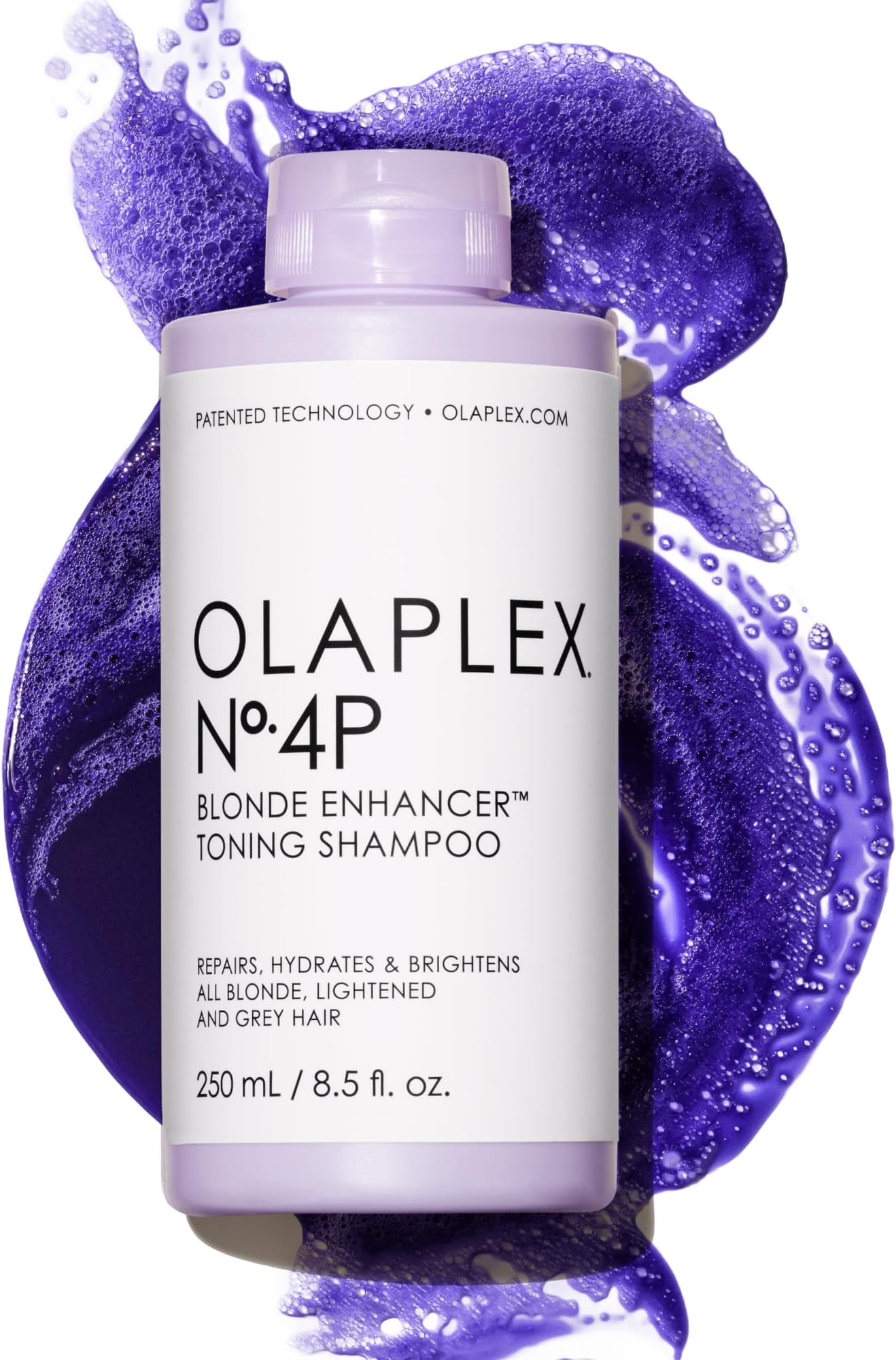 Nº.4P Blonde Enhancer Purple Toning Shampoo: Neutralizes Brassiness & Strengthen | Repairs Damages & Hydrates Hair | For Coily, Curly, Straight, and Wavy, 250 mL / 8.5 Fl. Oz.