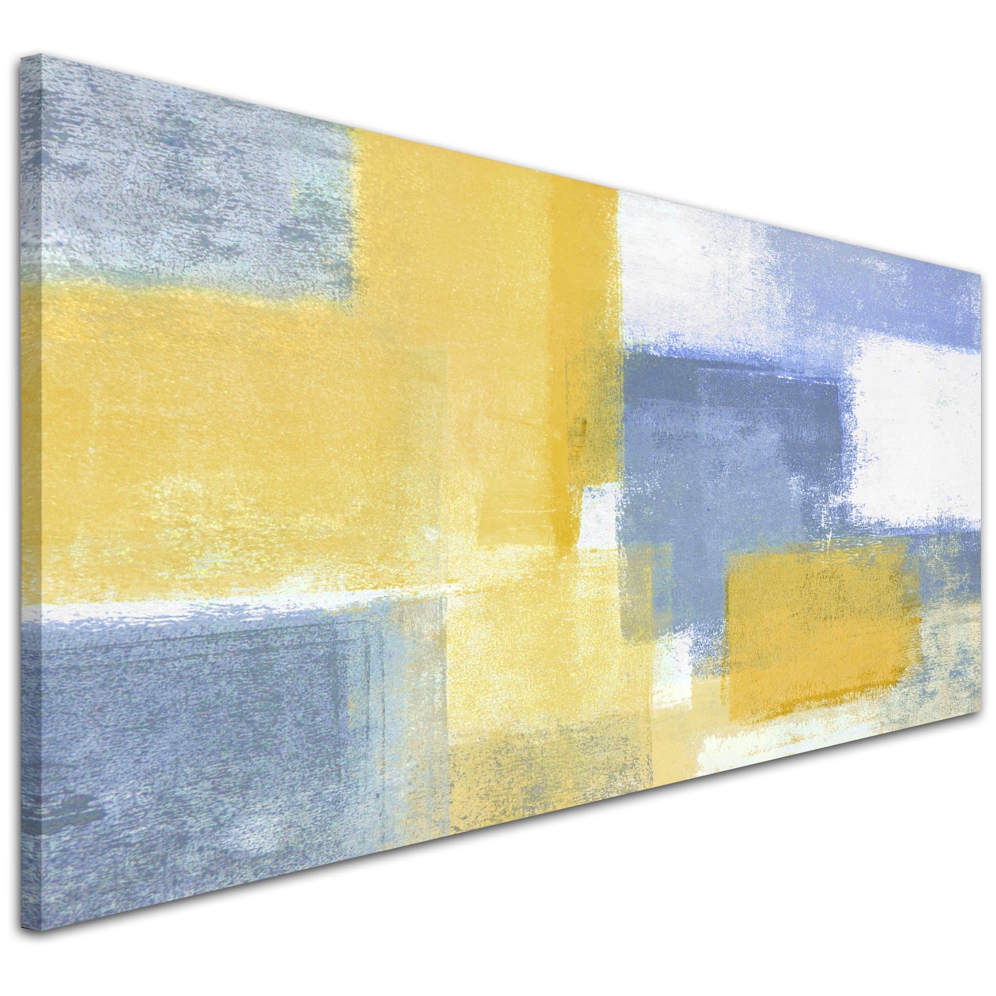 Wallfillers Abstract Yellow Blue Graphic Canvas Wall Art Print - 1371-118x49cm