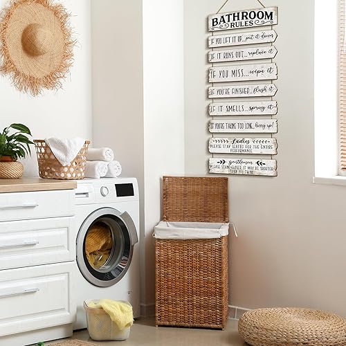 Miniatura 7 de Decoración de pared de baño, letreros divertidos para baño, reglas de baño, imágenes, decoración de pared rústica, decoración de inodoro, letrero de