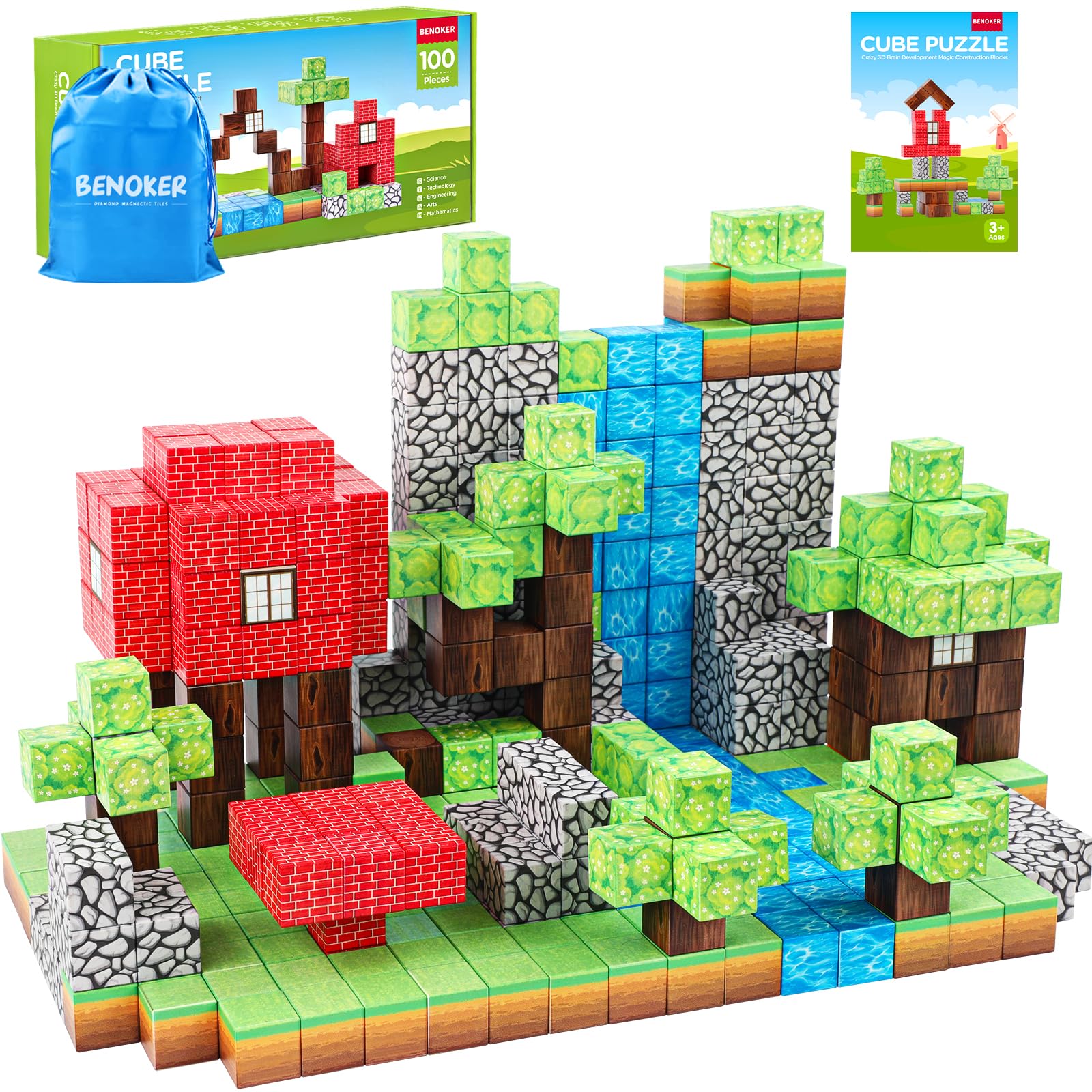 Jeu De Construction Magnétique 100 Pièces Pour Enfants - Blocs Créatifs STEM, Jouet éducatif Montessori 3-12 Ans