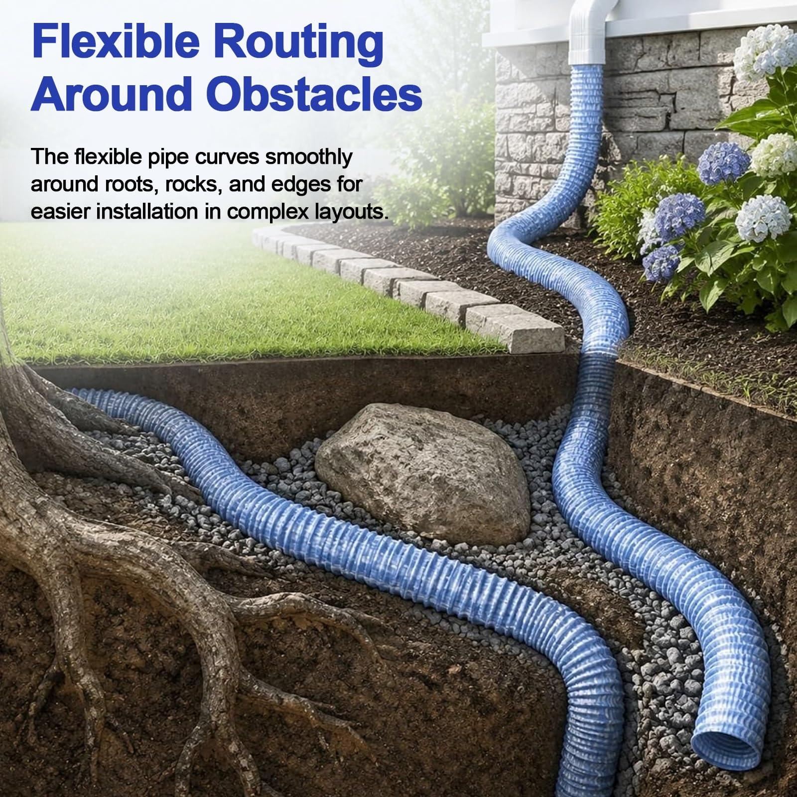 Kit De Drainage Français, Tuyau De Drainage Perforé Ondulé Flexible