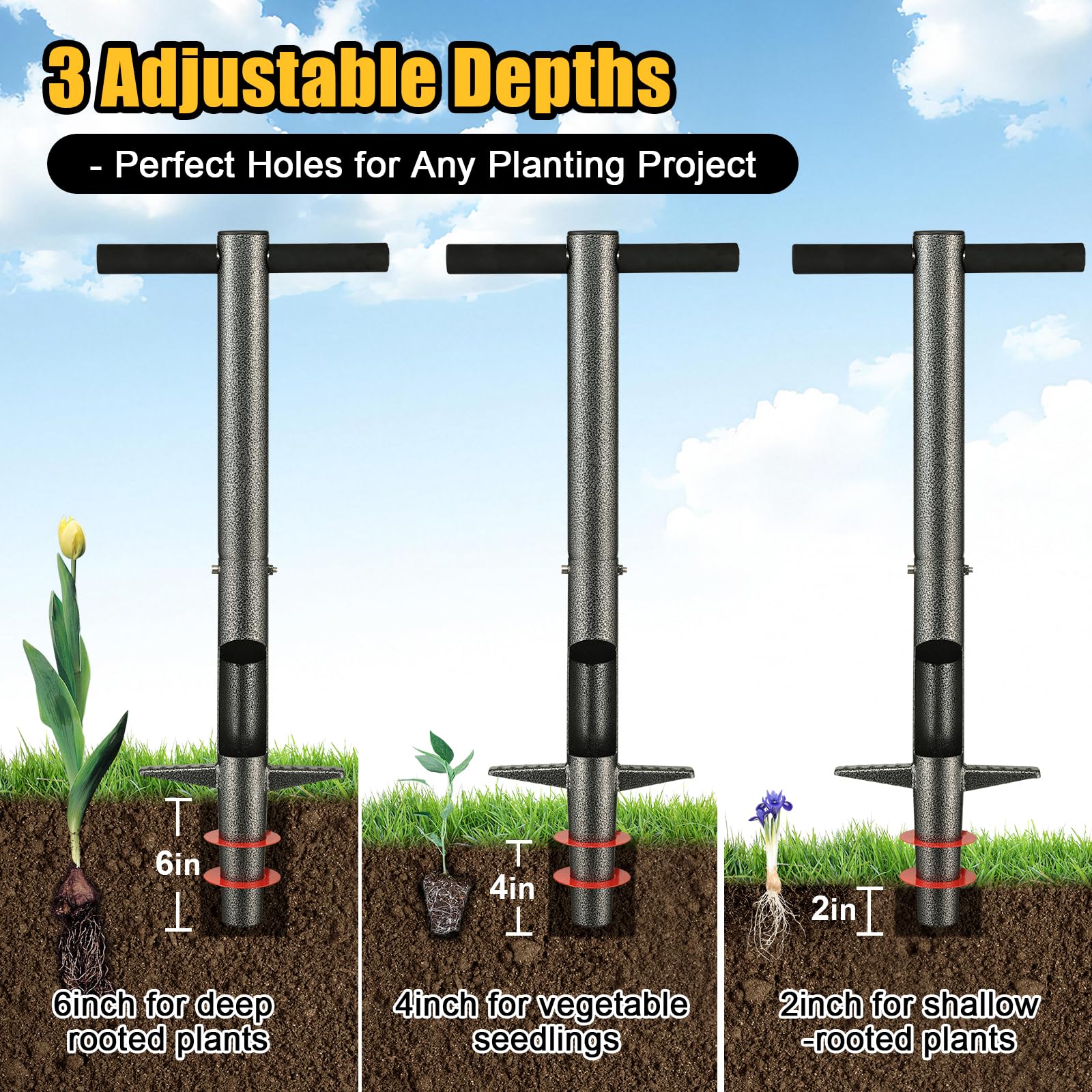 Jardin Lilo Dolibest Outil De Plantation à Bulbes, 91cm Transplanteuse  Bulbes Manche Profondeur 7.6-15cm Profondeur Denture Tranchante Pommes  Terre Tulipes Jonquilles Outil Jardin Pour L'échantillonneur De Sol  Plantoir Jardinage, image size:1600x1600