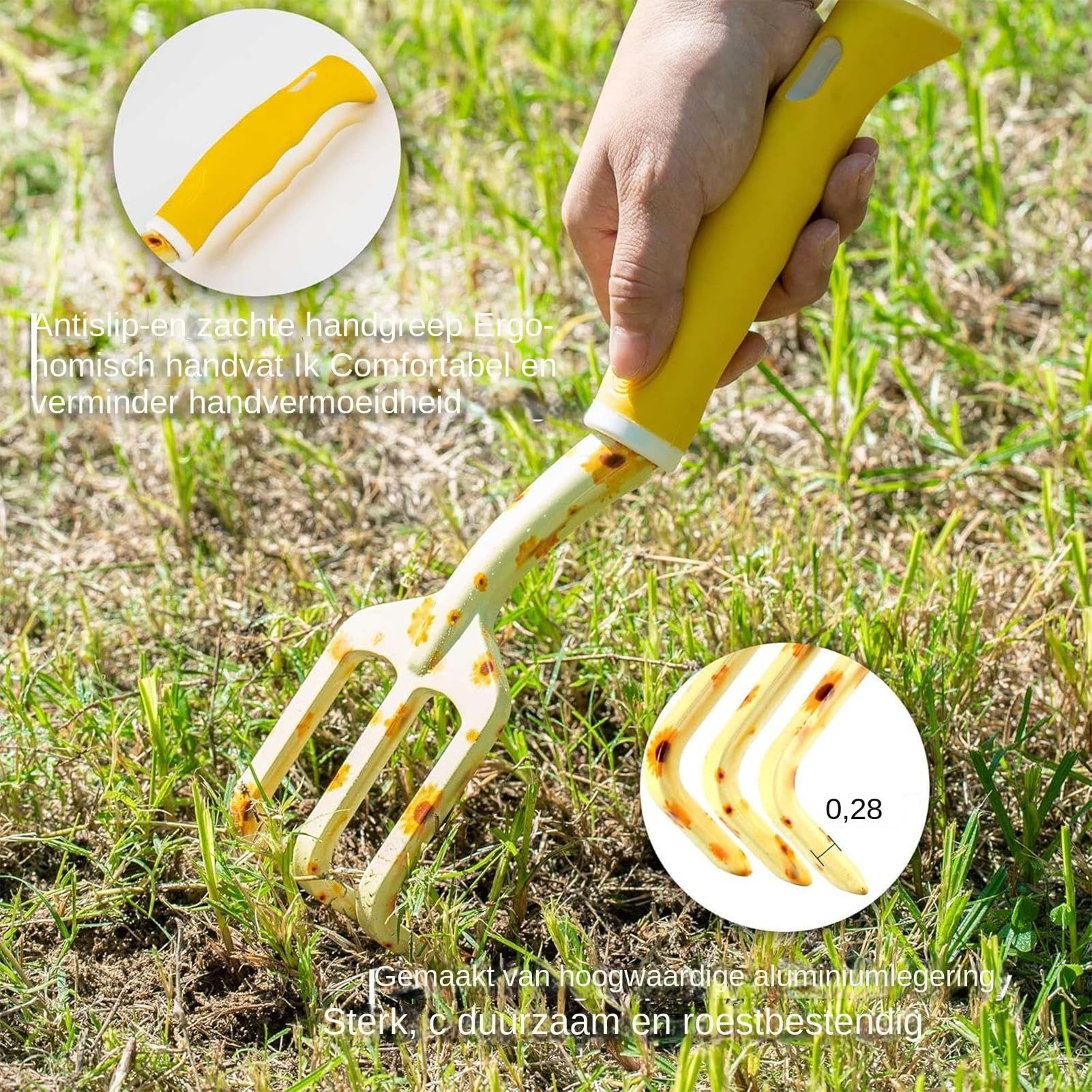 Attrezzi da Giardinaggio Manuali Robusti ed Ergonomici con Motivo Girasole | Kit con Rastrello Pala e Cesoie da Potatura Per Piantumare Diserbare Giardinieri Principianti Anziani e per Esterni