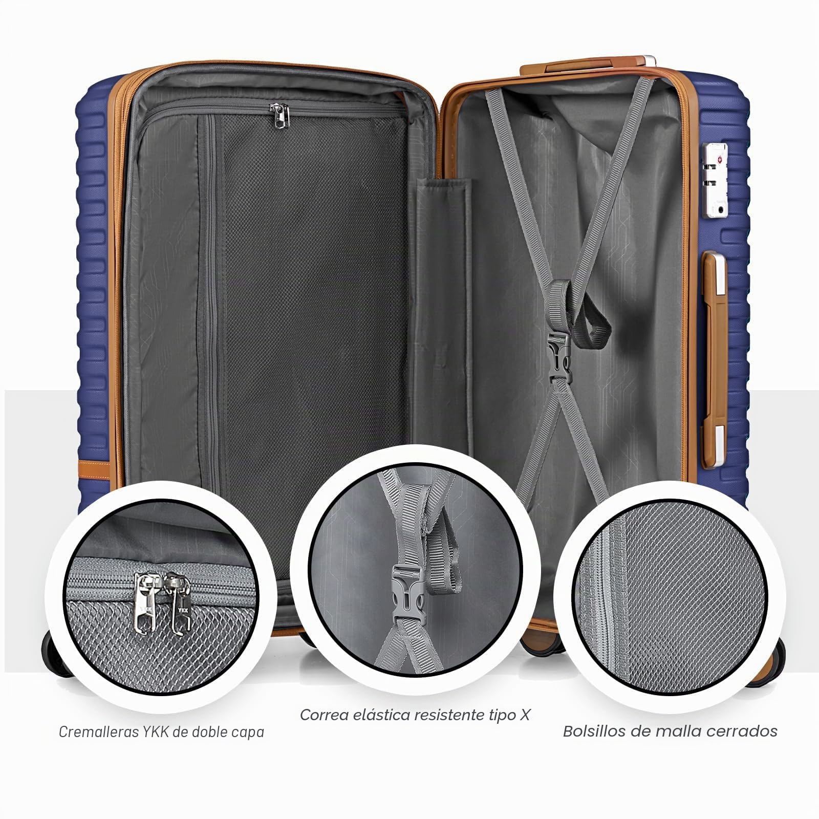 Joyway Juego 5 Maletas ABS, Ruedas 360°, TSA, Bandolera y Bolsa de Viaje | 20% espacio extra, diseño anidable, asa telescópica 3 niveles, cremalleras YKK y compartimentos internos organizados