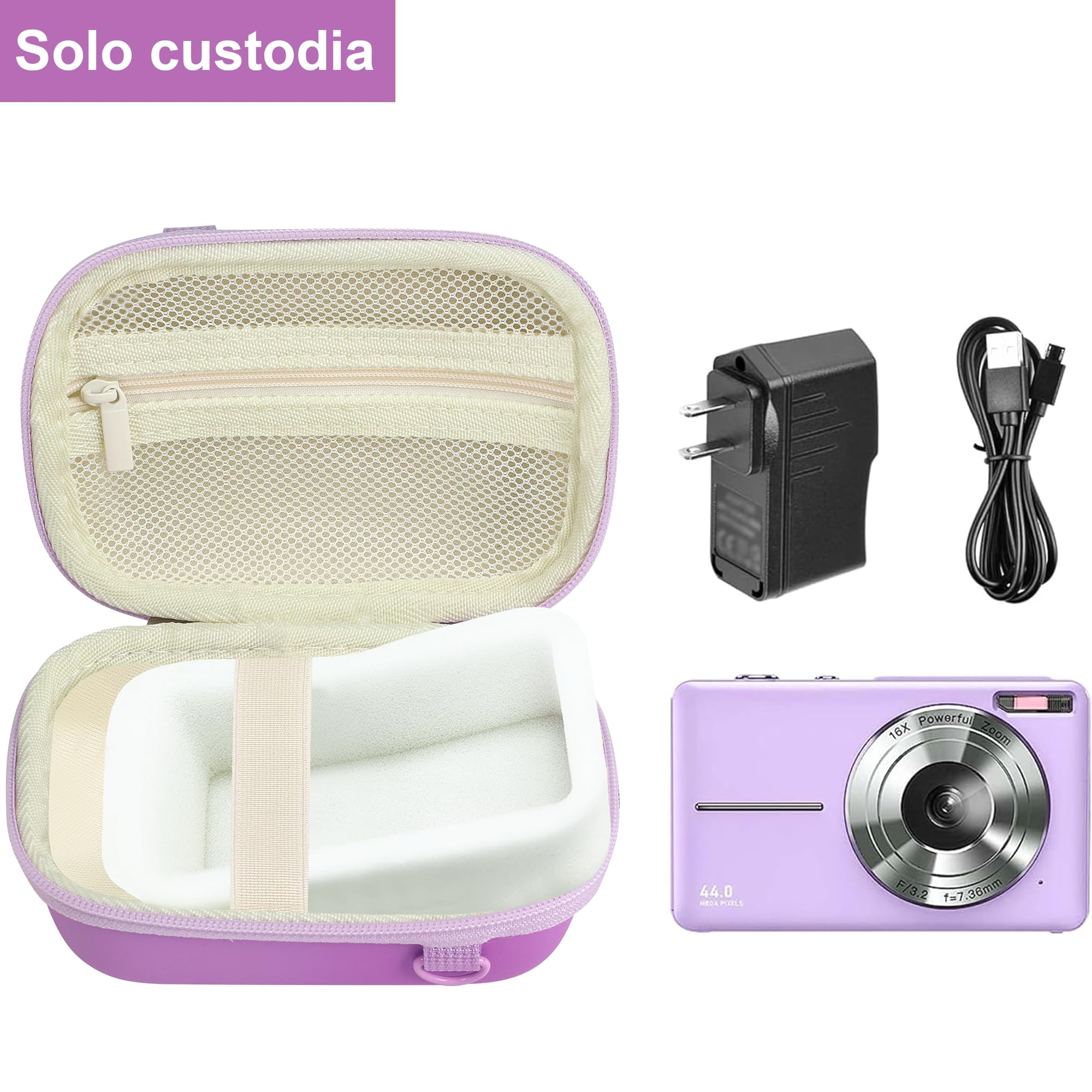 Leayjeen Macchina Fotografica Digitale Custodia, compatibile con ARNSSIEN/VAHOIALD/ZAZYZIA/Duluvulu/nezini, con Tracolla e Maniglia per il Trasporto (Solo Custodia) Viola