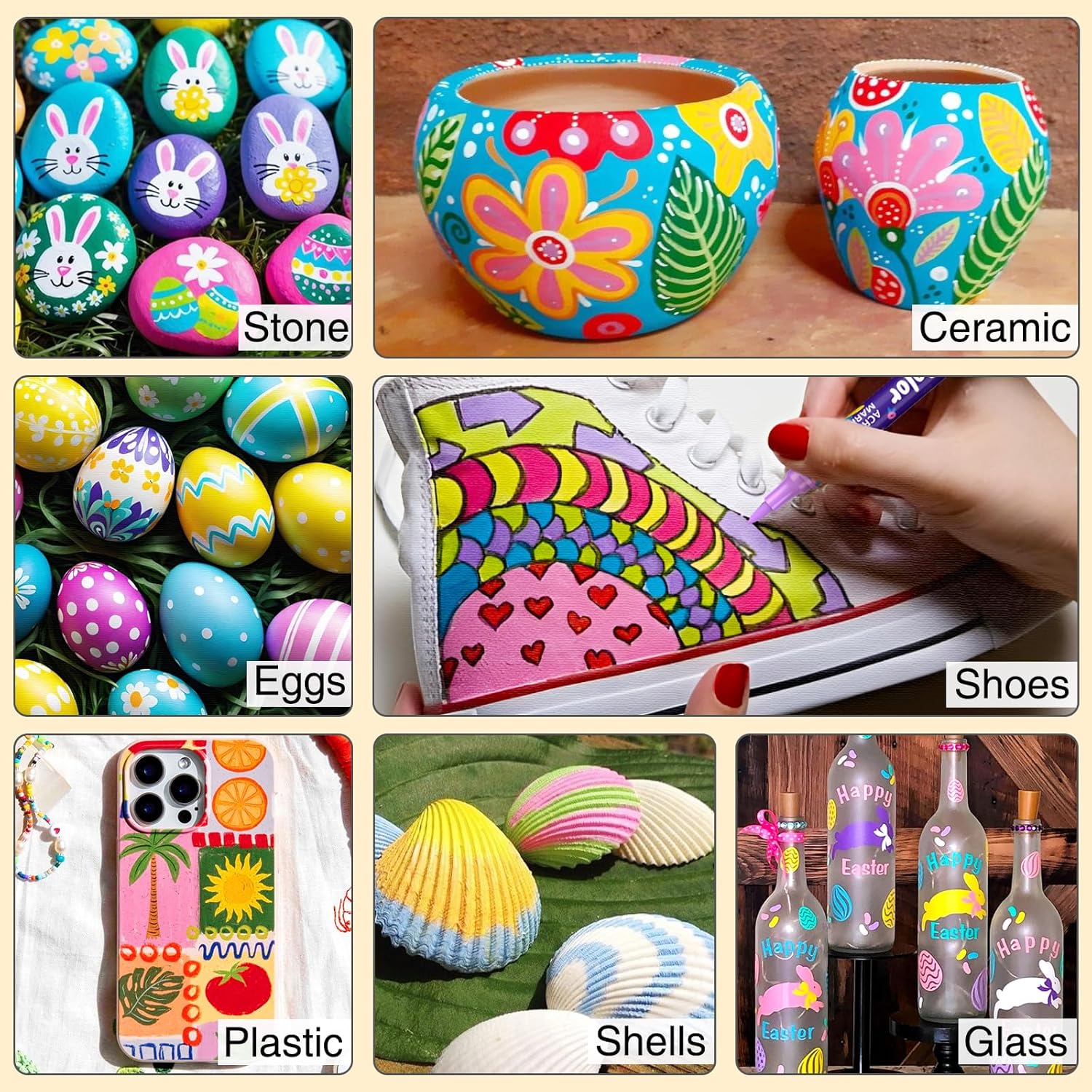 JR.WHITE 120 Colors Acrylic Markers for Coloring Books No Bleed: 60 Dual Brush Tip Paint Pens Set, Acrylic Paint Markers for Coloring Book,Easter Egg,Rock,Wood,Ceramic, Scrapbook & Art Supplies Kit