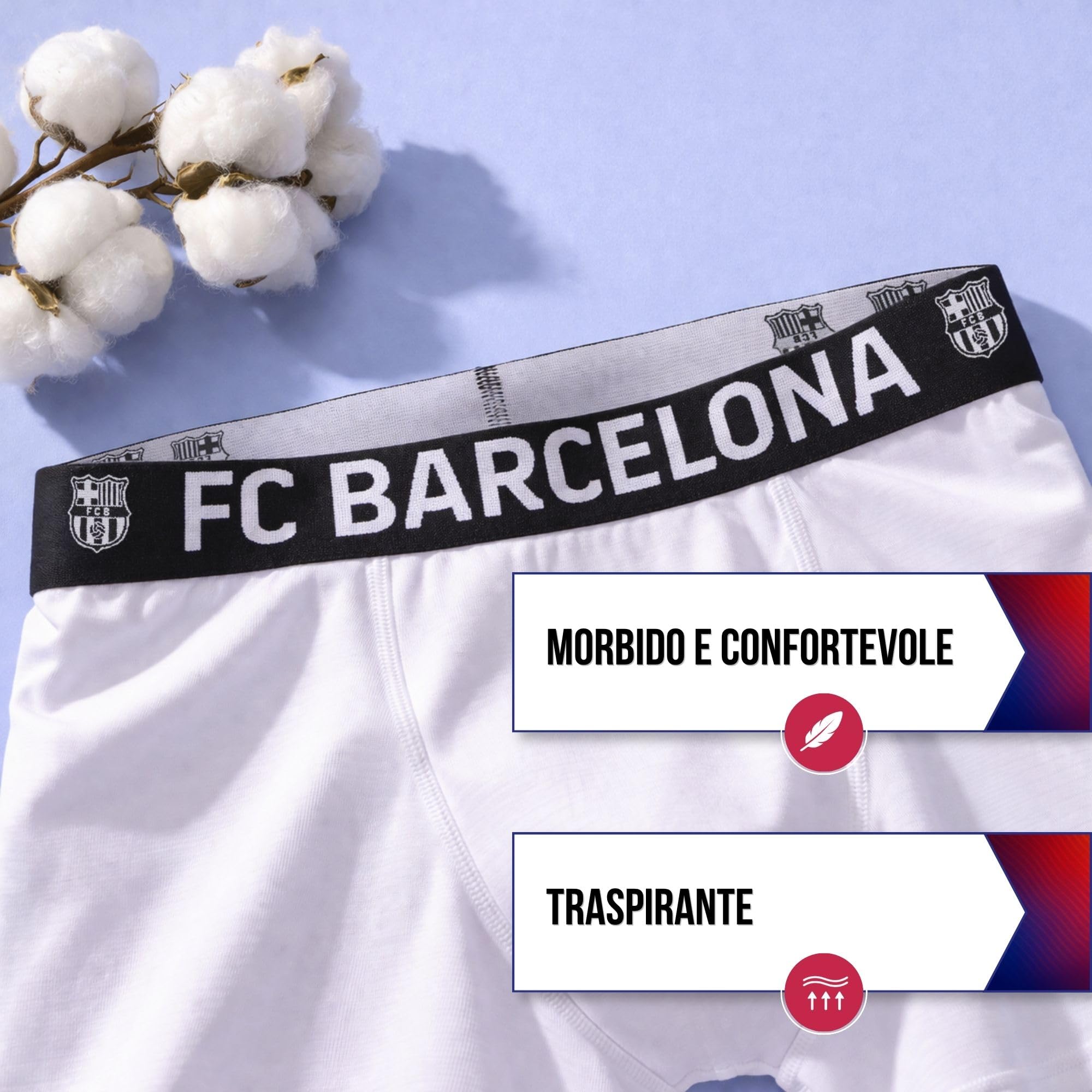 FC Barcelona - Boxer da ragazzo, confezione da 5, prodotto con licenza ufficiale, biancheria intima, regalo per fan per bambini