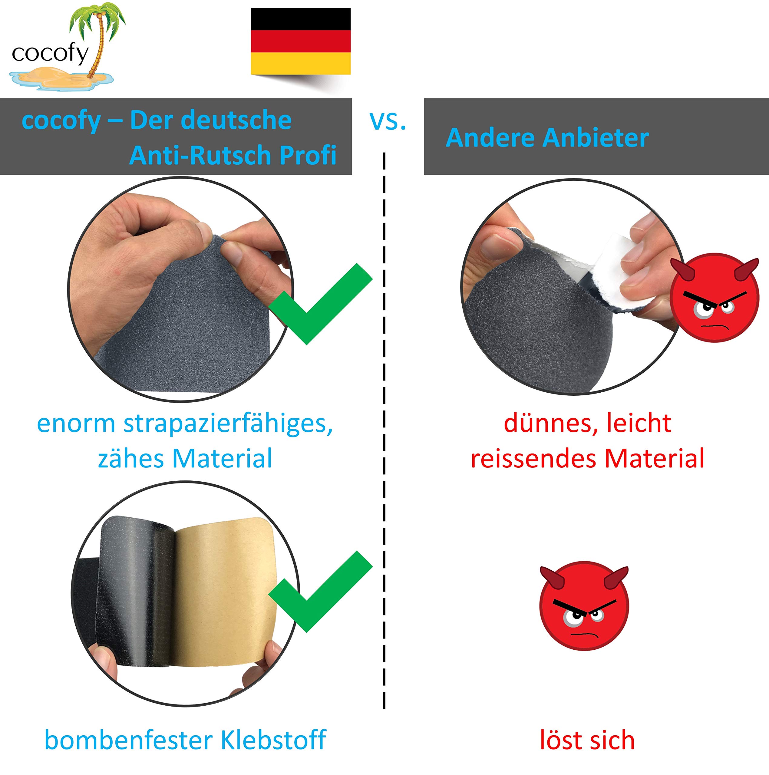 Anti-Rutsch-Streifen für Treppen außen & innen | 10-Pack 61x10 grau