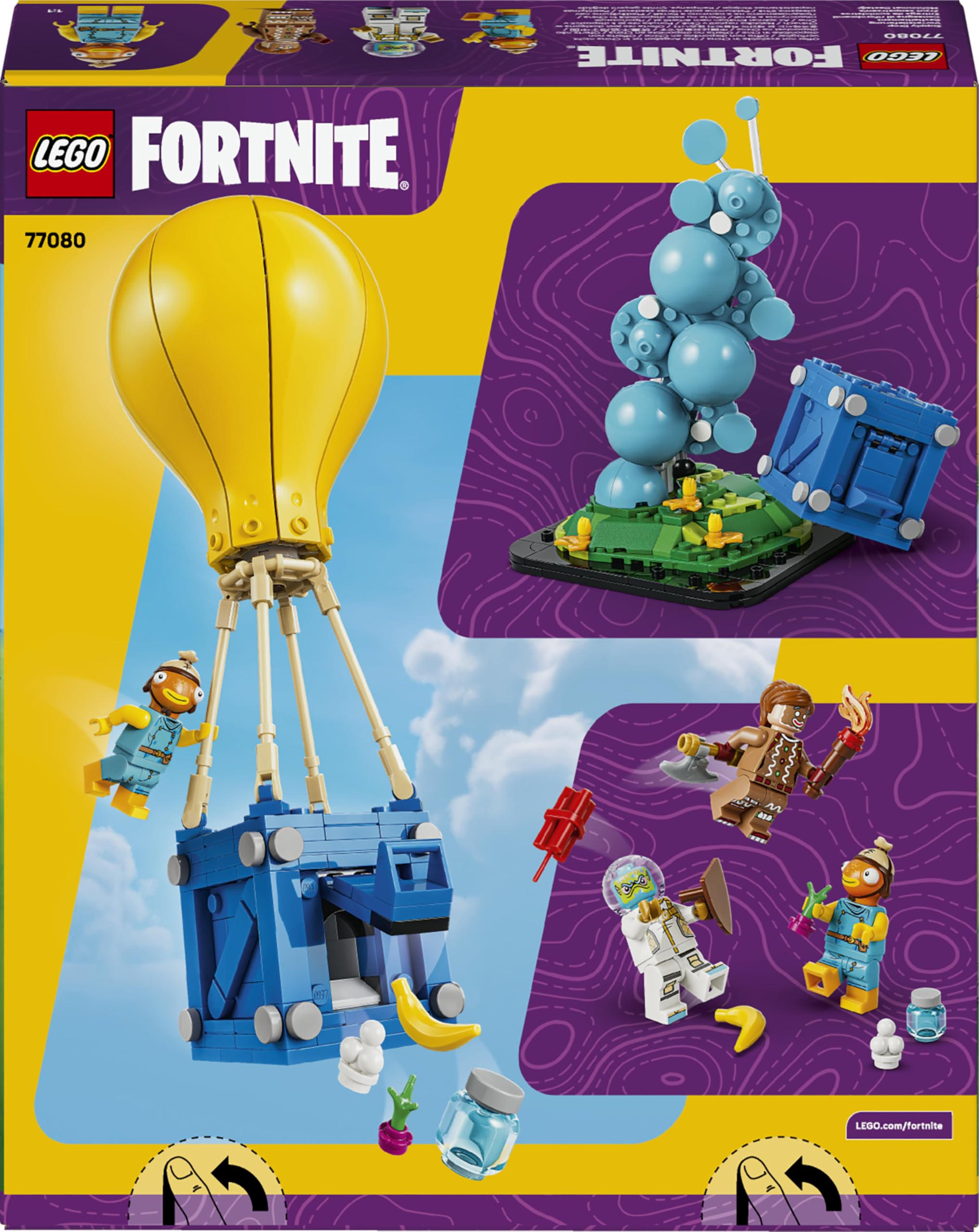LEGO Fortnite Entrega de Suministros de Juguete – Minifiguras de Palito de Pescado, Leviatán y Artillera de Jengibre con Accesorios – Decoración Gamer – Regalo para Niños y NIñas de 10+ Años – 77080