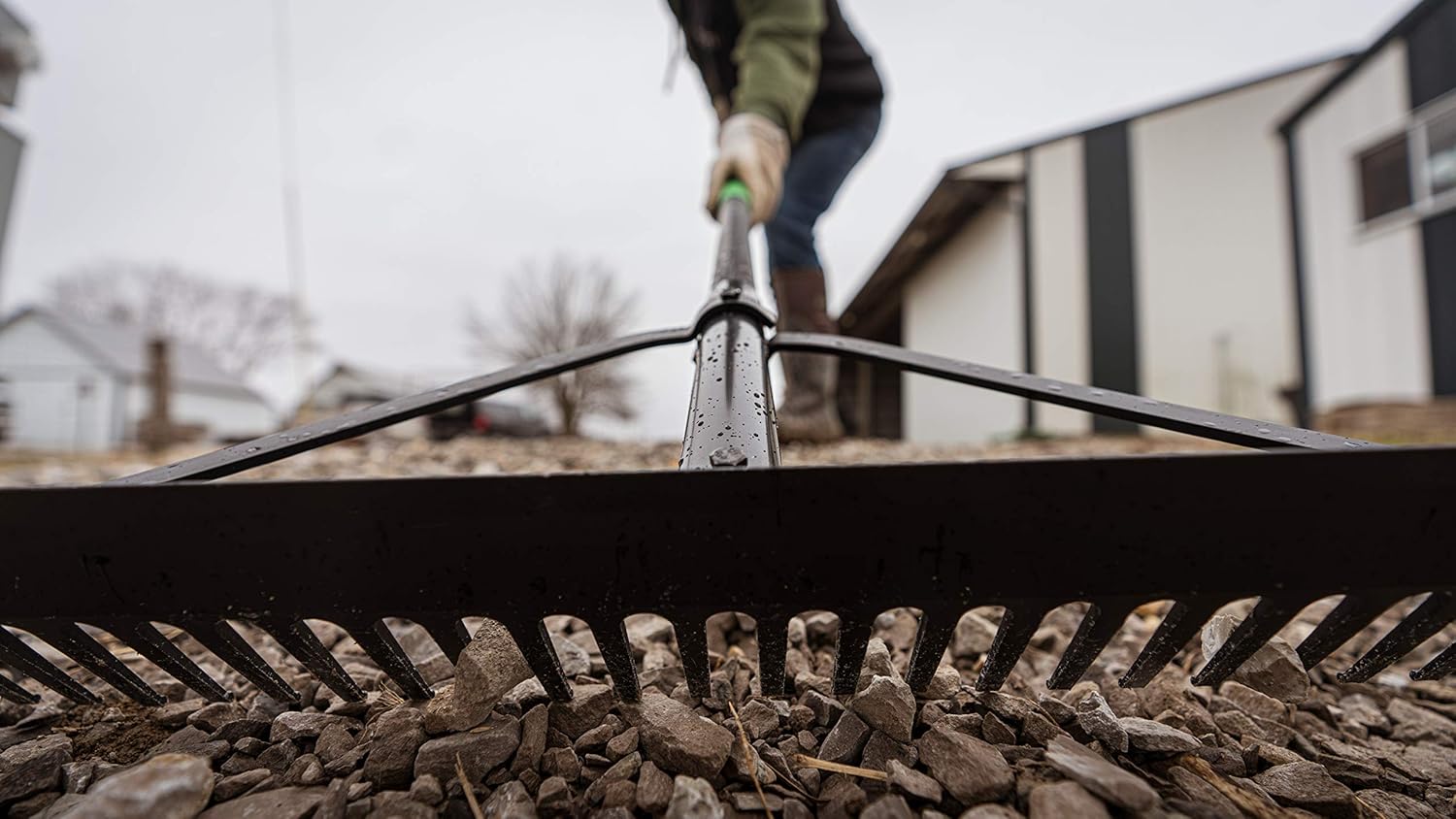 Hooyman Rake with Heavy Duty Construction, Fiberglass Core, Ergonomic No-Slip H-Grip Handles, and High Carbon Steel Tines for Gardening, Land Management, Yard Work, Farming, Food Plot, and Outdoors