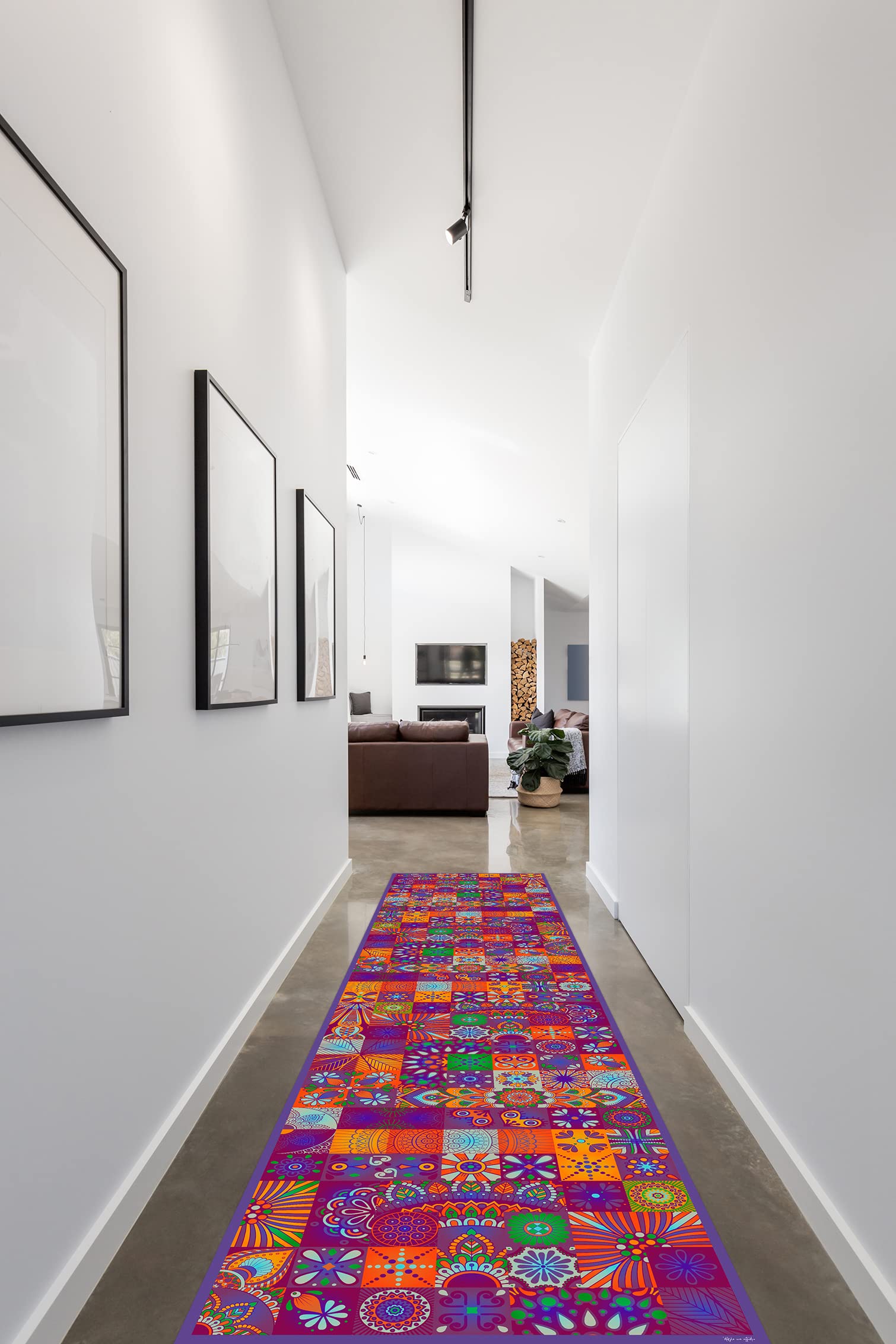 DobleUve Estudio Tapis Vinyle 1 | Violet | 65x140 cm | Tapis Cuisine | Tapis de Salon Antidérapant Antifongique Ignifuge | Tapis Enfants | Tapis Bain PVC | Tapis PVC