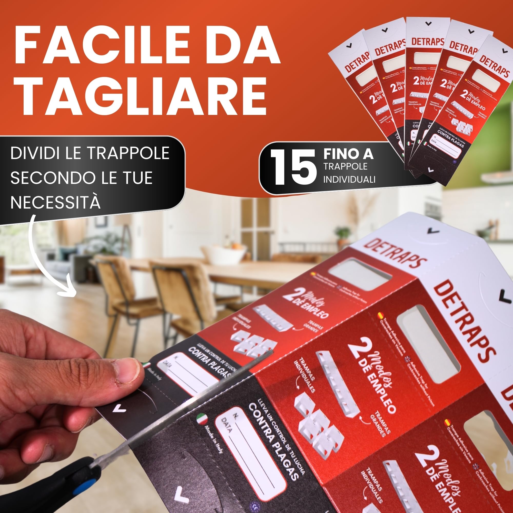 15 PCS - Trappole scarafaggi, trappole per blatte da interno - Prodotto in Italia - Trappole Per Blatte e Scarafaggi, trappole Insetti e Ragni in casa, Soluzione Efficace e Sicura (15 unità)