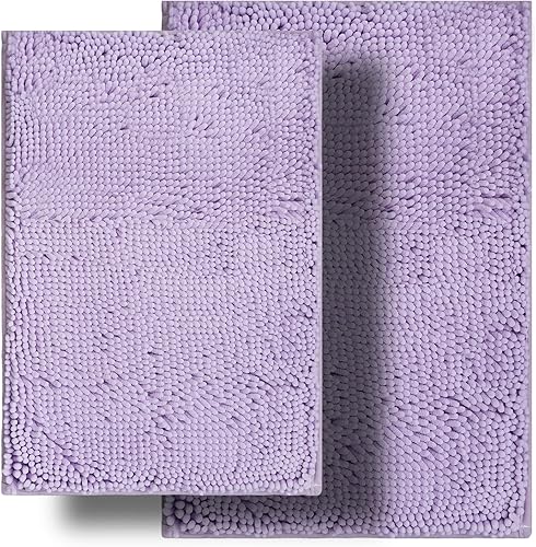 Miniatura 11 de Juegos de Alfombras de Baño de 2 Piezas, Tapete de Baño de Chenilla Ultra Suave y Absorbente, Alfombras de Baño Antideslizantes Lavables (20x32