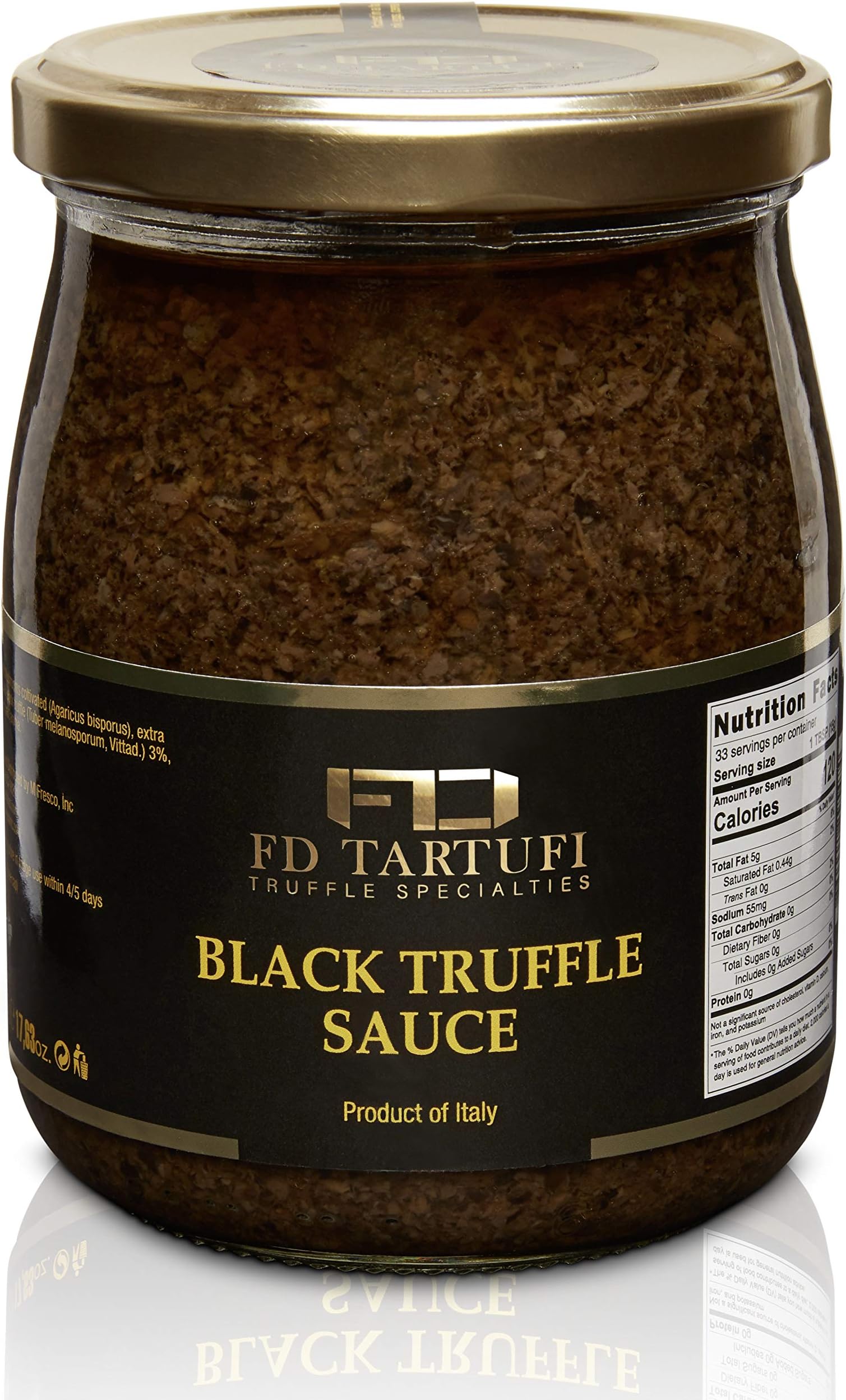 FD TARTUFI Black Truffle Sauce 500g (17.63oz), (Tuber Melanosporum) Gourmet Sauce | Kosher | non gmo | Made in Italy | Mushrooms | Truffles | Specialty Food