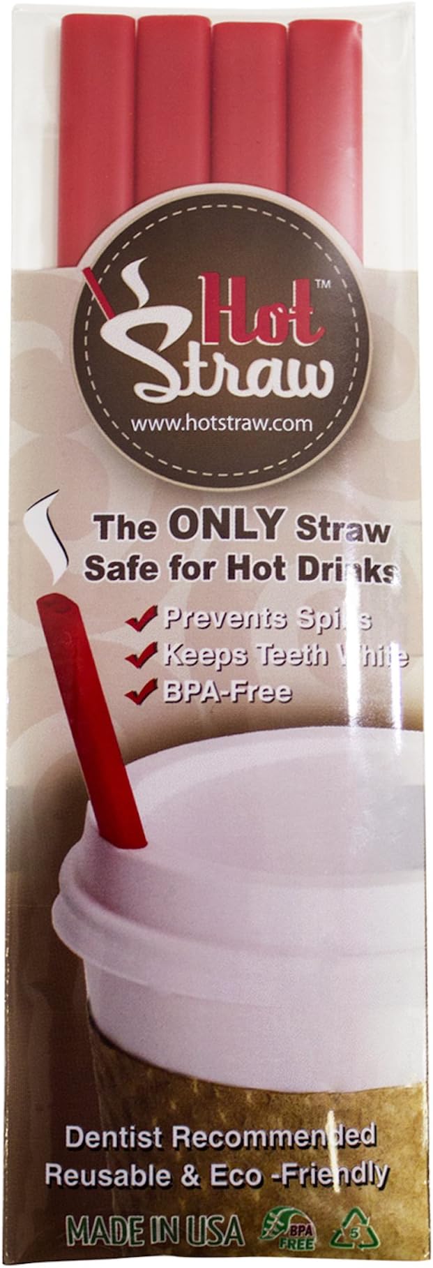 Hot Straw Grande 7-Inch Long Straw Dispenser, 16-Ounce, Red