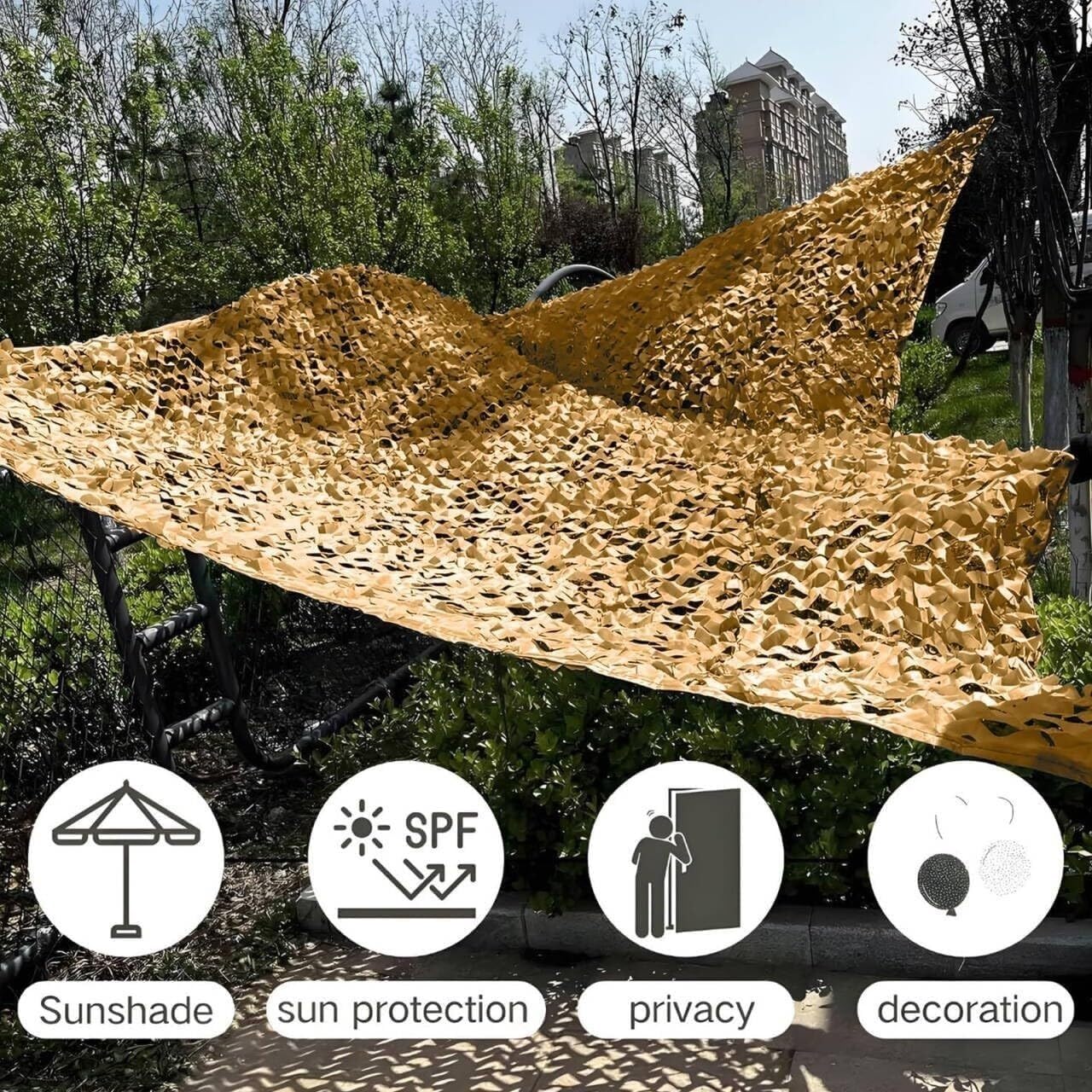 Malla de camuflaje de tela Oxford para jardín, pérgola, pantalla de privacidad, transpirable, resistente a la humedad