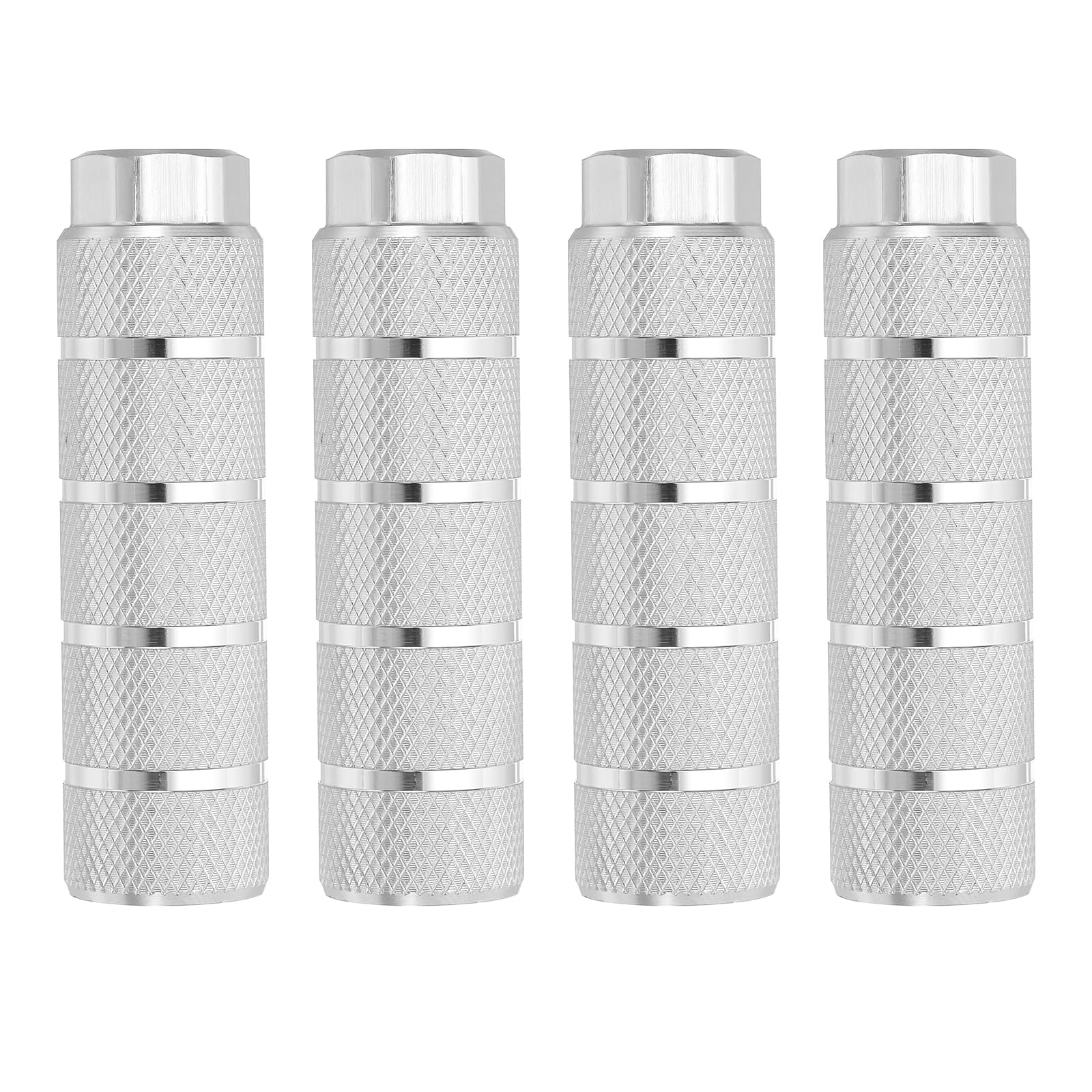 PATIKIL Aluminum Alloy Stripe Bike Pegs Fit 3/8 inch Axles, 2 Pack Anti-Skid Lead Foot Bicycle Pegs Back Seat Stands for BMX Mountain Bike Cycling Rear Stunt Pegs, Silver