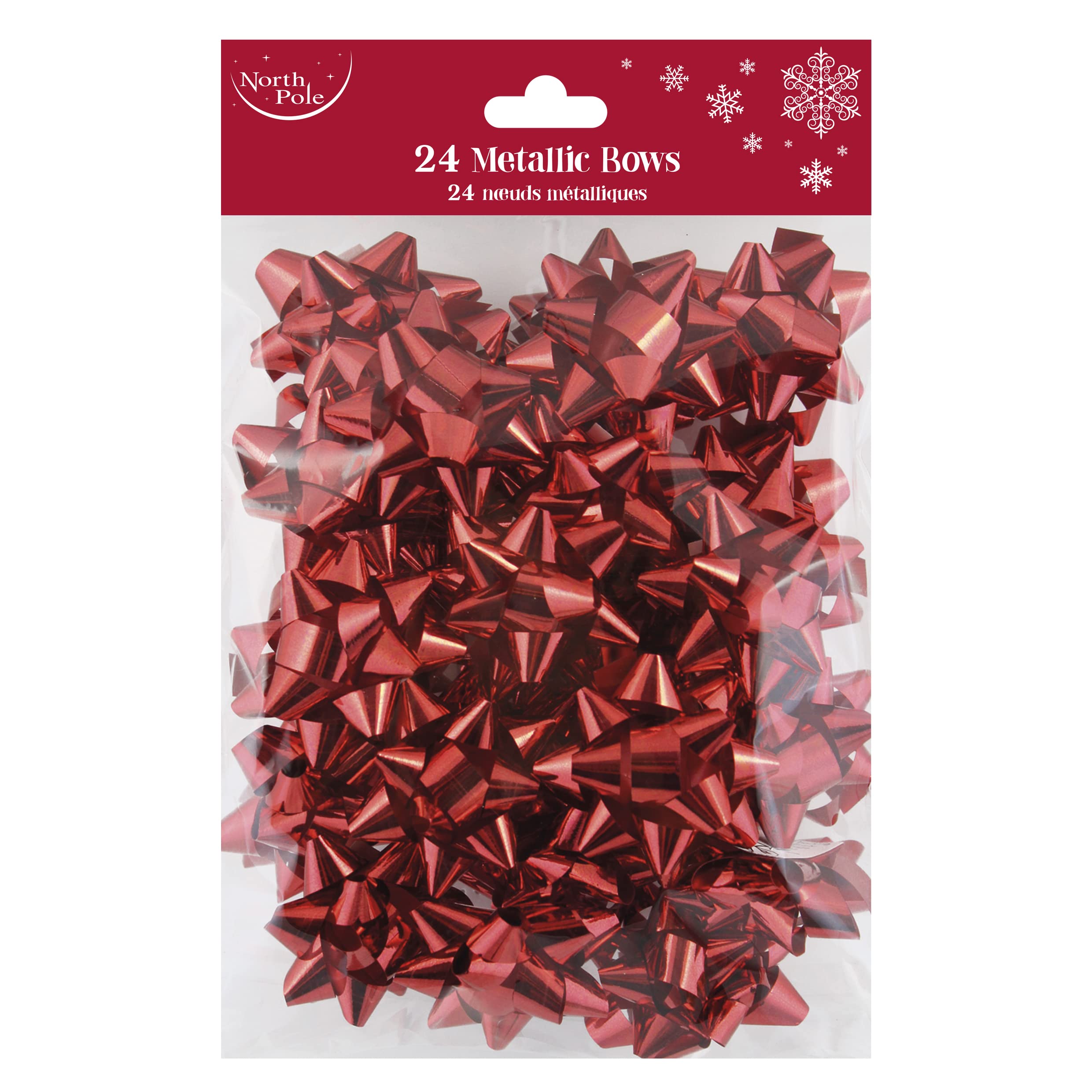 Eurowrap Pack of 24 Luxury Metallic Bows Traditional Christmas Birthday Present Xmas Gift Red
