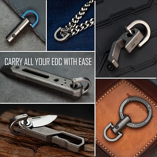 Miniatura 9 de KeyUnity KA17 Titanium D Ring Key Shackle, U Shape Key Ring Horseshoe Clasp for Car Fob, DIY Leather Key Organizer Keychain