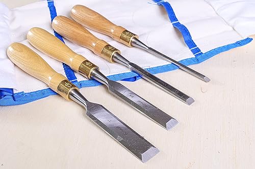 Miniatura 2 de Schaaf Tools - Juego de cinceles de madera de 4 piezas herramientas de mano para carpintería finamente elaboradas hoja de borde biselado de acero