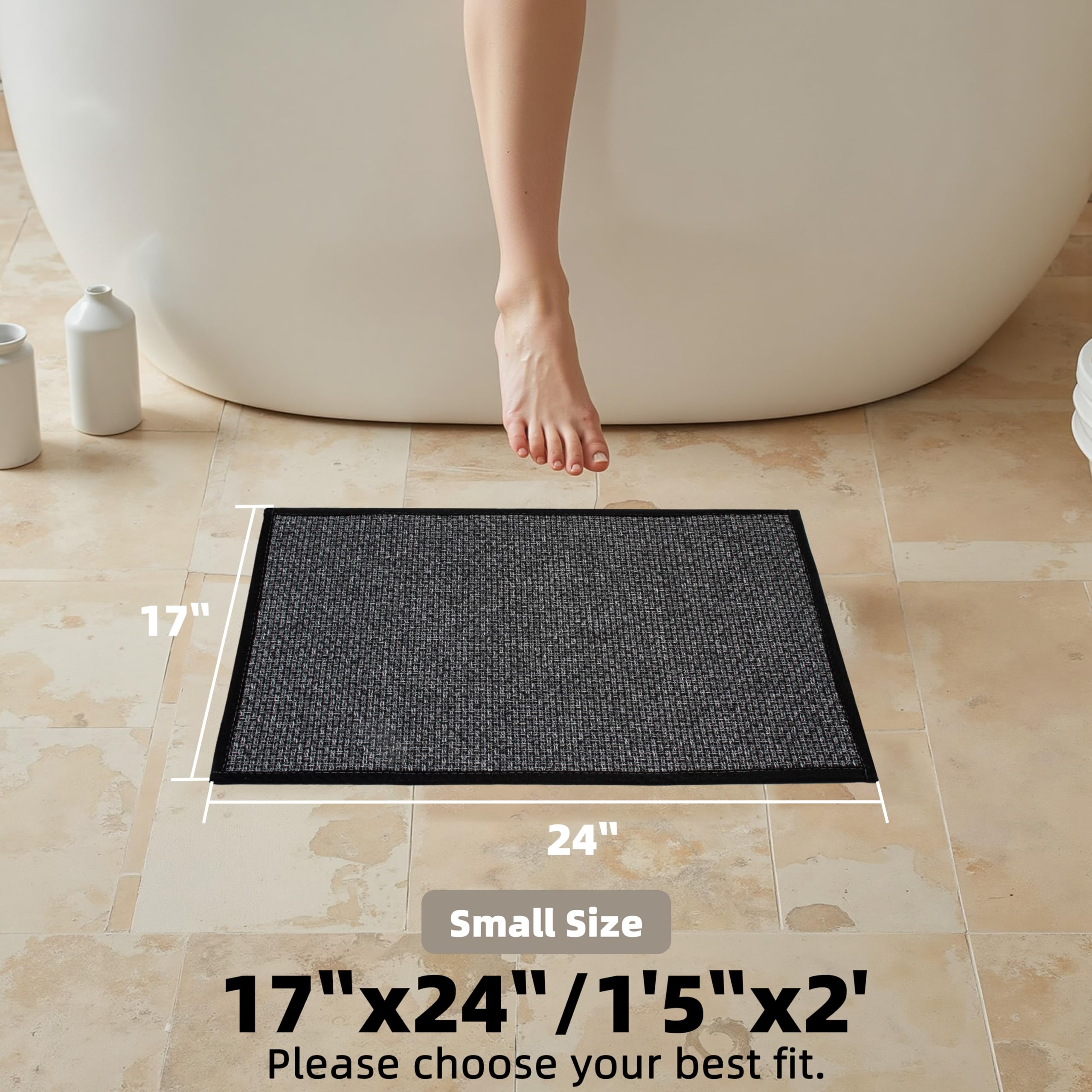 Alfombra de baño antideslizante, de secado rápido, pequeña, ultrafina, para puerta de inodoro, 17 x 24 pulgadas