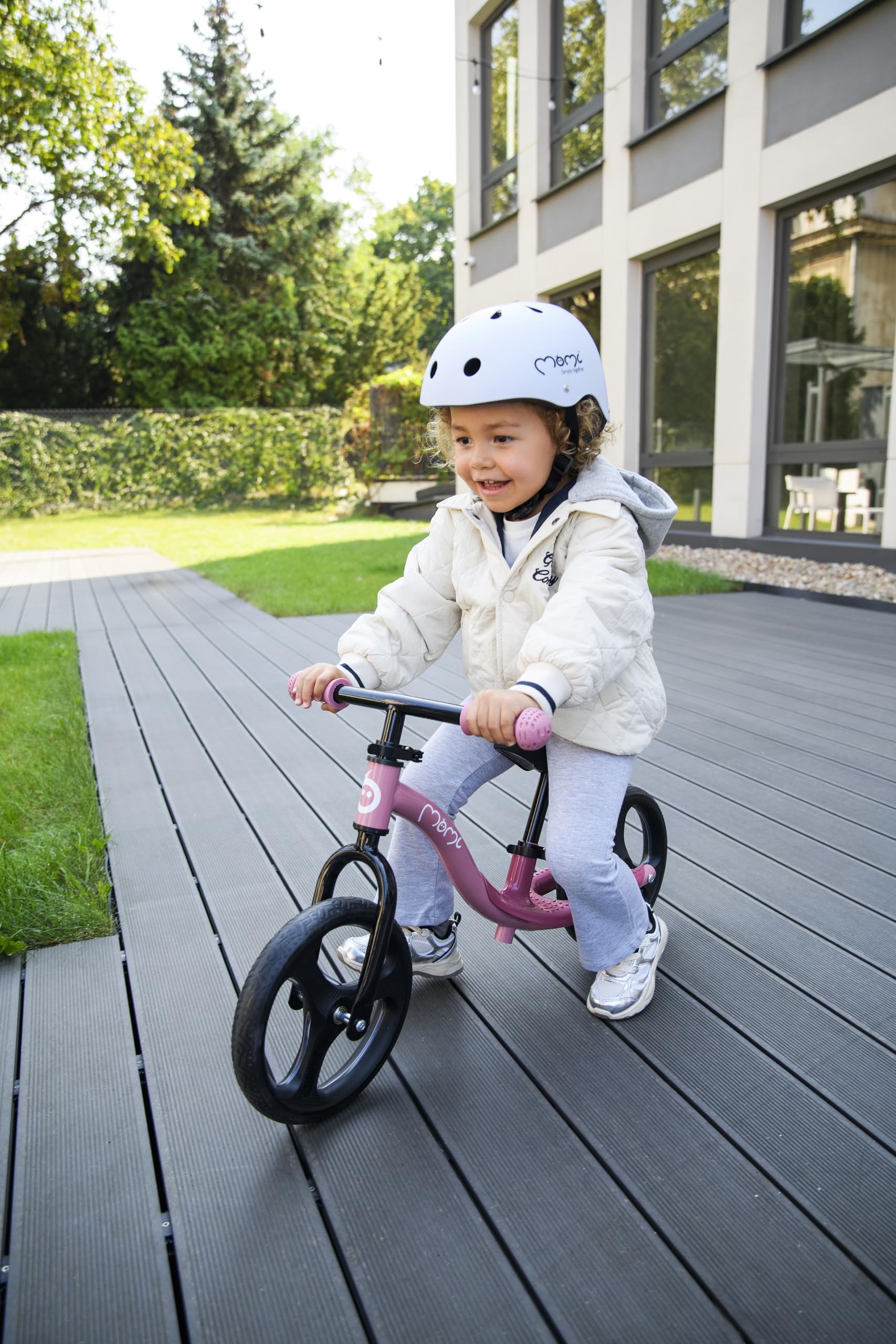 Momi Bicicletta senza pedali ISOKA per bambini 2+ anni (max 35 kg), telaio in metallo leggero 3,5 kg, regolazione altezza manubrio e sella senza attrezzi, ruote in gomma TPR con LED