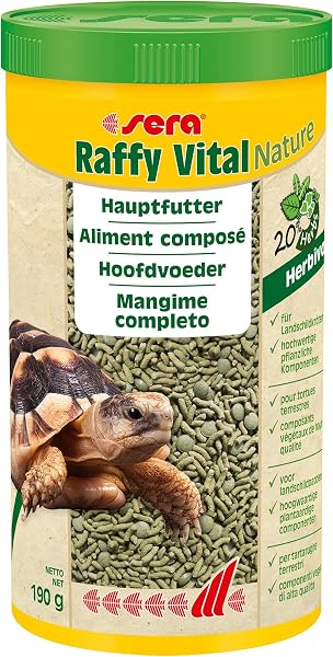 sera Raffy Vital Nature 1.000 ml (190 g) | Hauptfutter für Landschildkröten & Herbivore Reptilien | natürliche Sticks & Kräutertabletten mit Kräutern | Vitaminen & Mineralien - 1