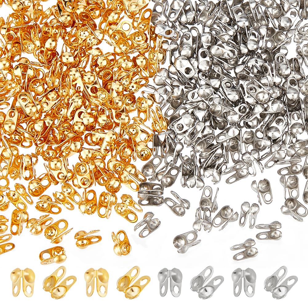 UNICRAFTALE 200 Calotte Per Perline In Acciaio Inox 4x2mm Foro 1mm - Coprinodo A Conchiglia Per Creazione Gioielli