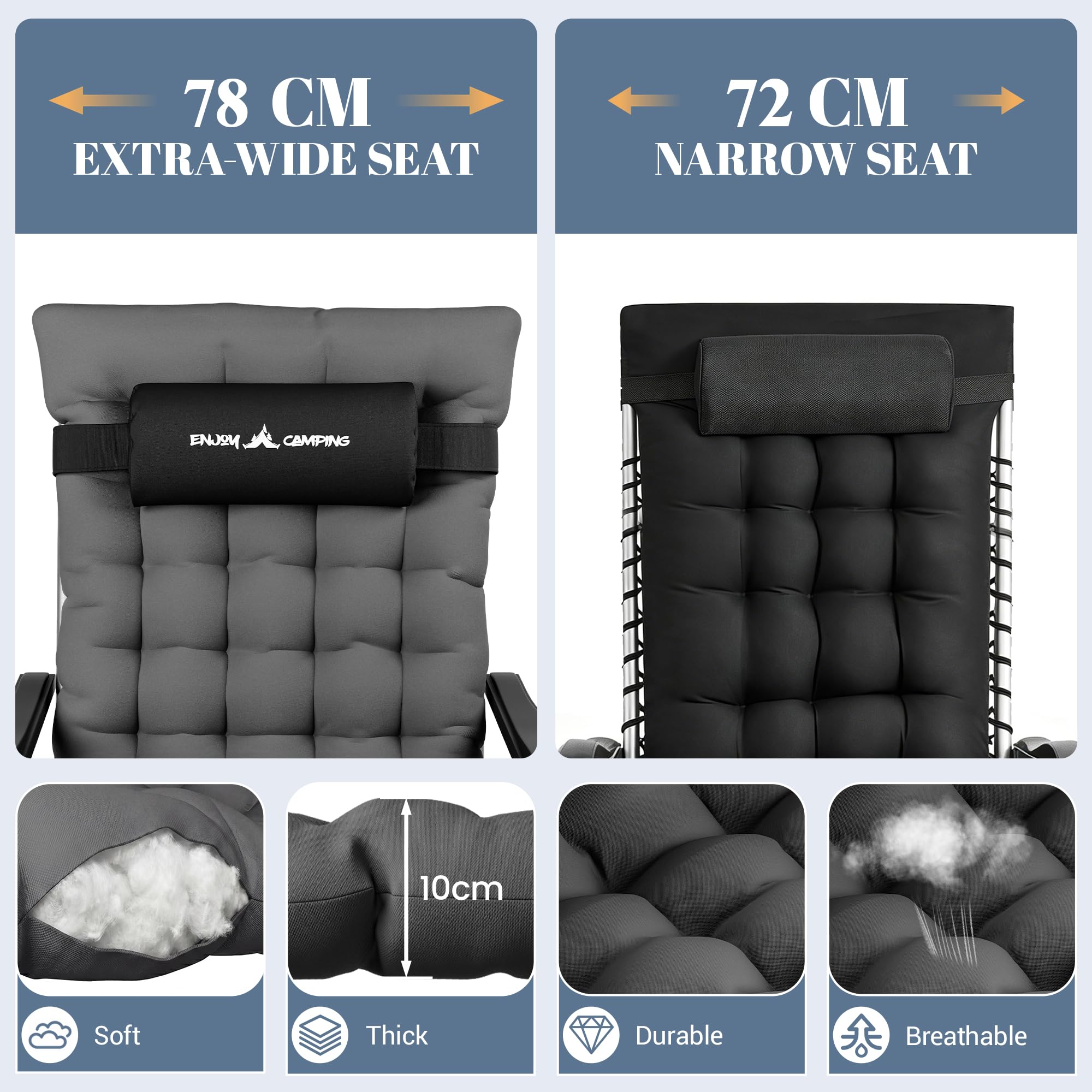 UDPATIO Transat Jardin Extérieur zéro gravité avec Coussin Épais 9 cm, Appui-tête Réglable, Accoudoirs et Porte-gobelet, Bain de Soleil Pliable et Inclinable, 220 kg Capacité, XXL Gris Foncé