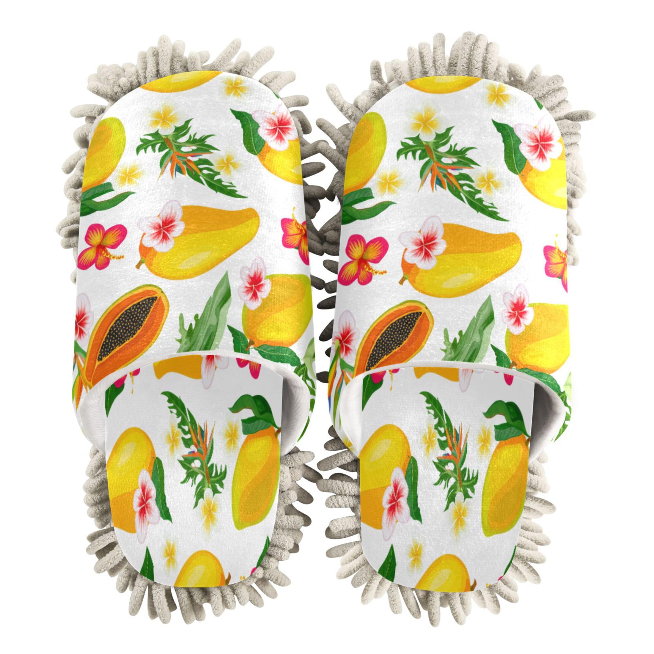 Kigai Mangoes Mop Slippers for Floor Cleaning, Slippers for Women Men, Microfiber Floor Cleaning, L