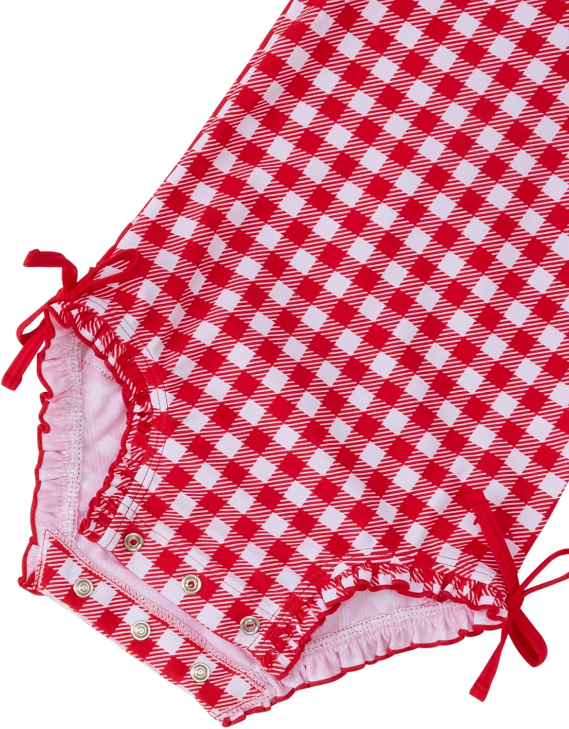 RuffleButts Baby Girls Gingham Polka One Piece - Rash Guard Swimsuit UPF50+ image 5