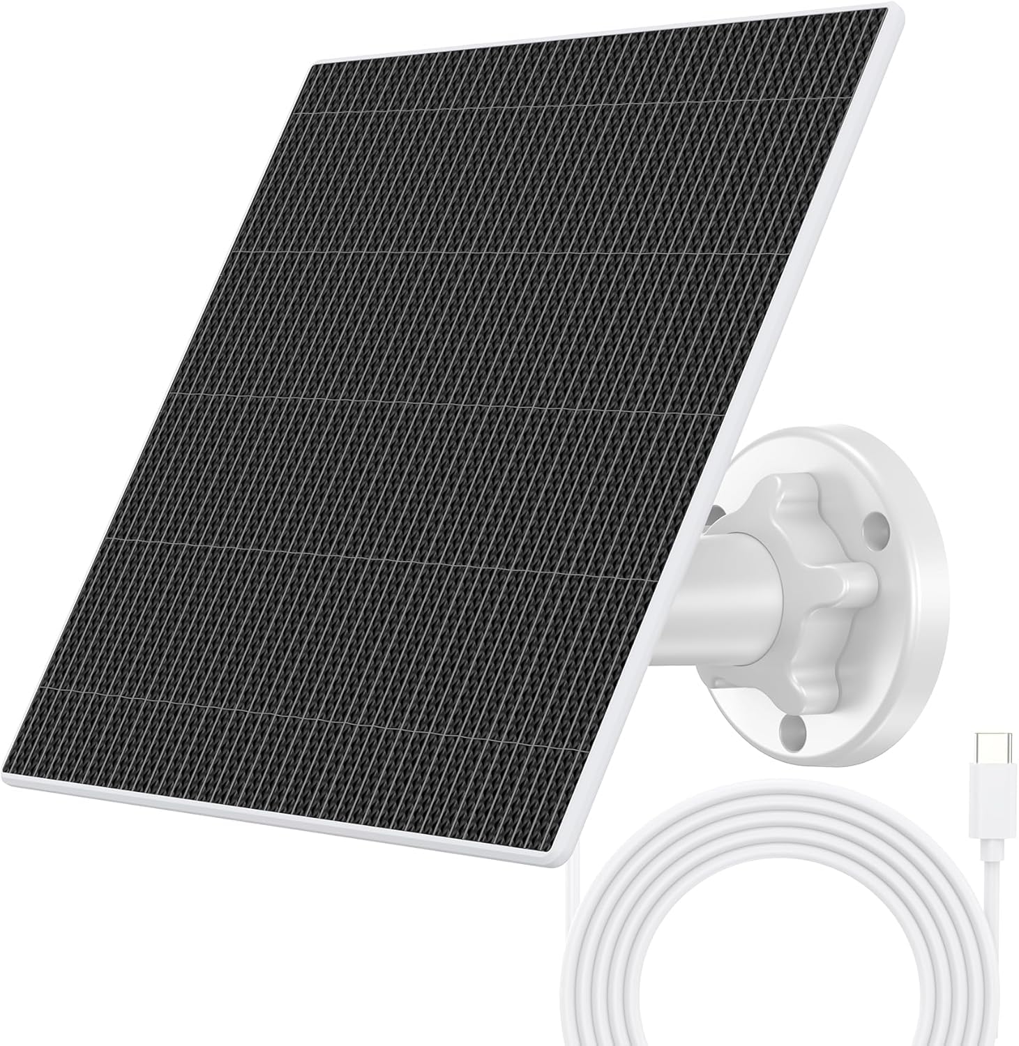 Panneau Solaire 8W pour Caméras de Sécurité, Panneaux Solaires avec Port USB-C & DC 3.5mm, Chargeur Solaire pour Caméra Extérieure Adaptateur Type-C Compatible avec Eufy, Eufycam, Reolink, Ring, Arlo