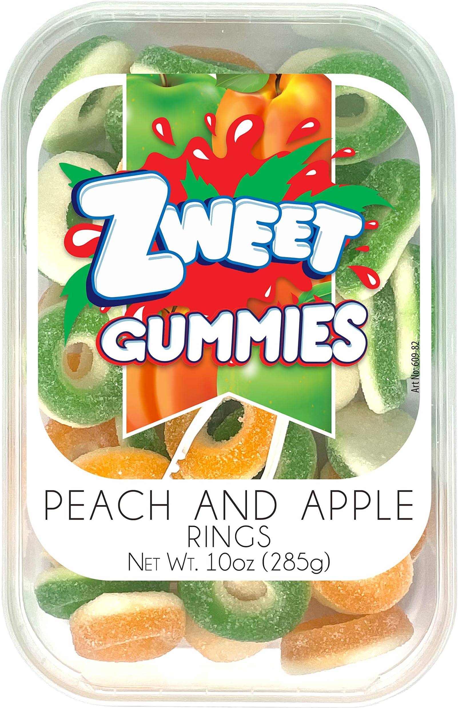 Zweet Gummy Candy Peach Rings Apple Rings 10 Ounce – Gummy Kosher Candy, Halal Candy – Resealable Pack of Gummy Candy