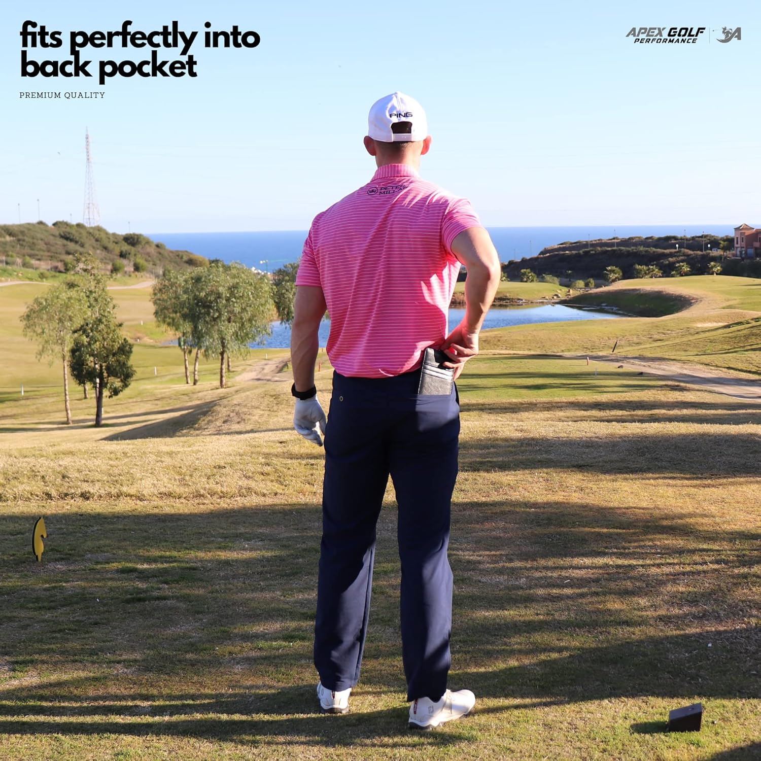 PU Leather Golf scorecard Holder & 2 Weatherproof Golf Notebook with Golf Yardage Book/Golf Scorecard Book - Golf Notebook + 30x scorecards. Golfers Journal, Perfect Golf Gadgets for Men/Woman