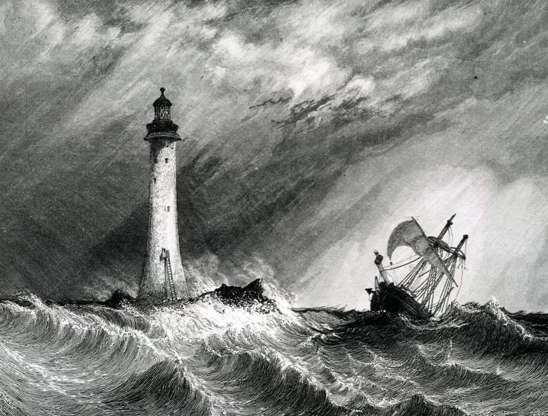 ARTXLXXBN Famous Print Painting Colorful Art Print Eddystone Lighthouse by William Clarkson Stanfield Canvas Art Decorations for Home Decor 60x90cm