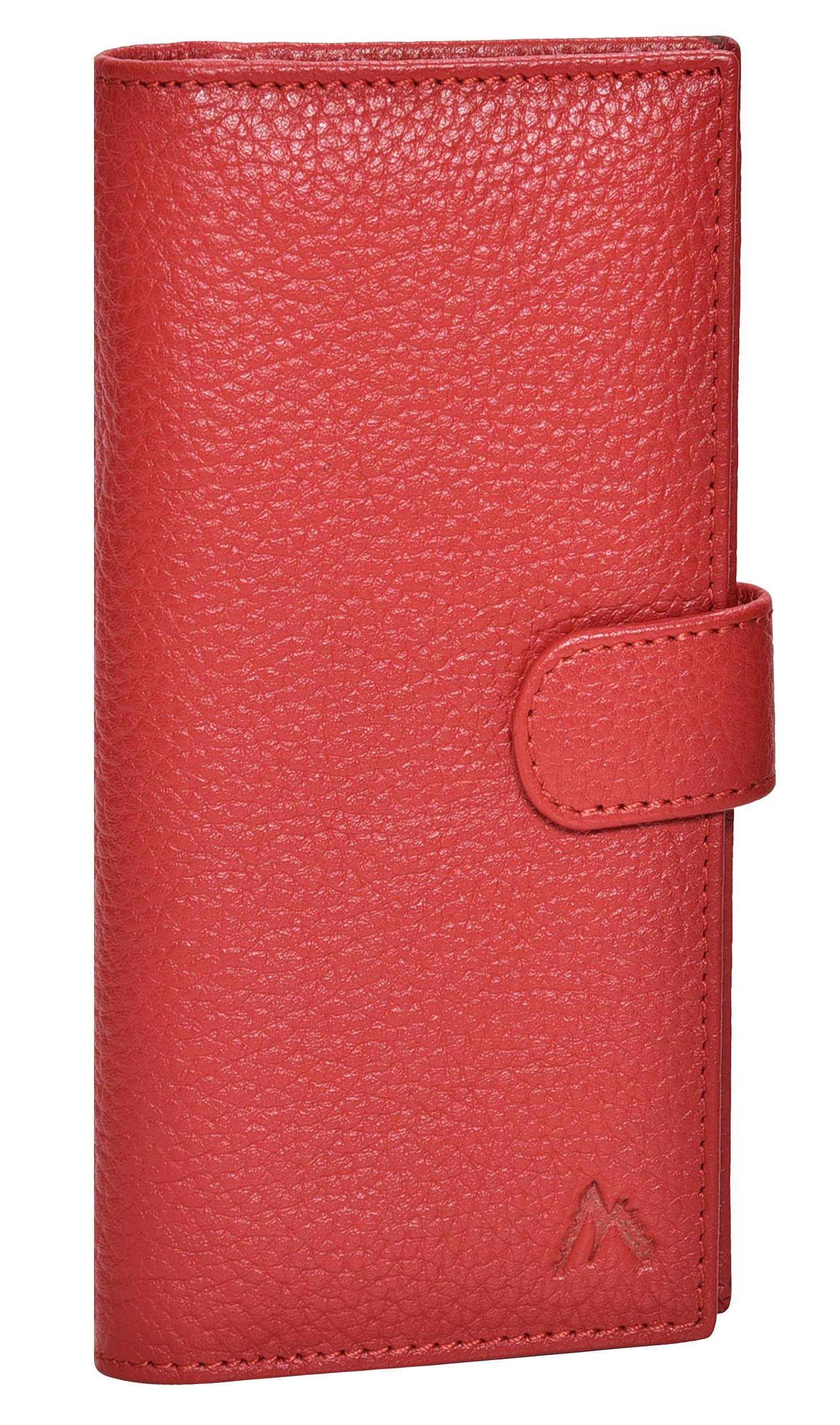 NeoMonteHandmade RFID Leather Checkbook Covers for Men and Women with 6 Credit Card & 1 ID Slot and Pen Holder, Red Pebble, S, Rfid Wallet