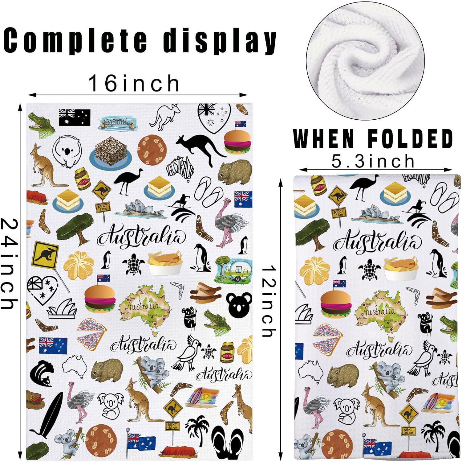 JNIAP Australia Kitchen Towel Australian Kitchen Decor Australia Themed Gifts Australian Dish Towel Australia Housewarming Gifts (Australia KT) - Image 2
