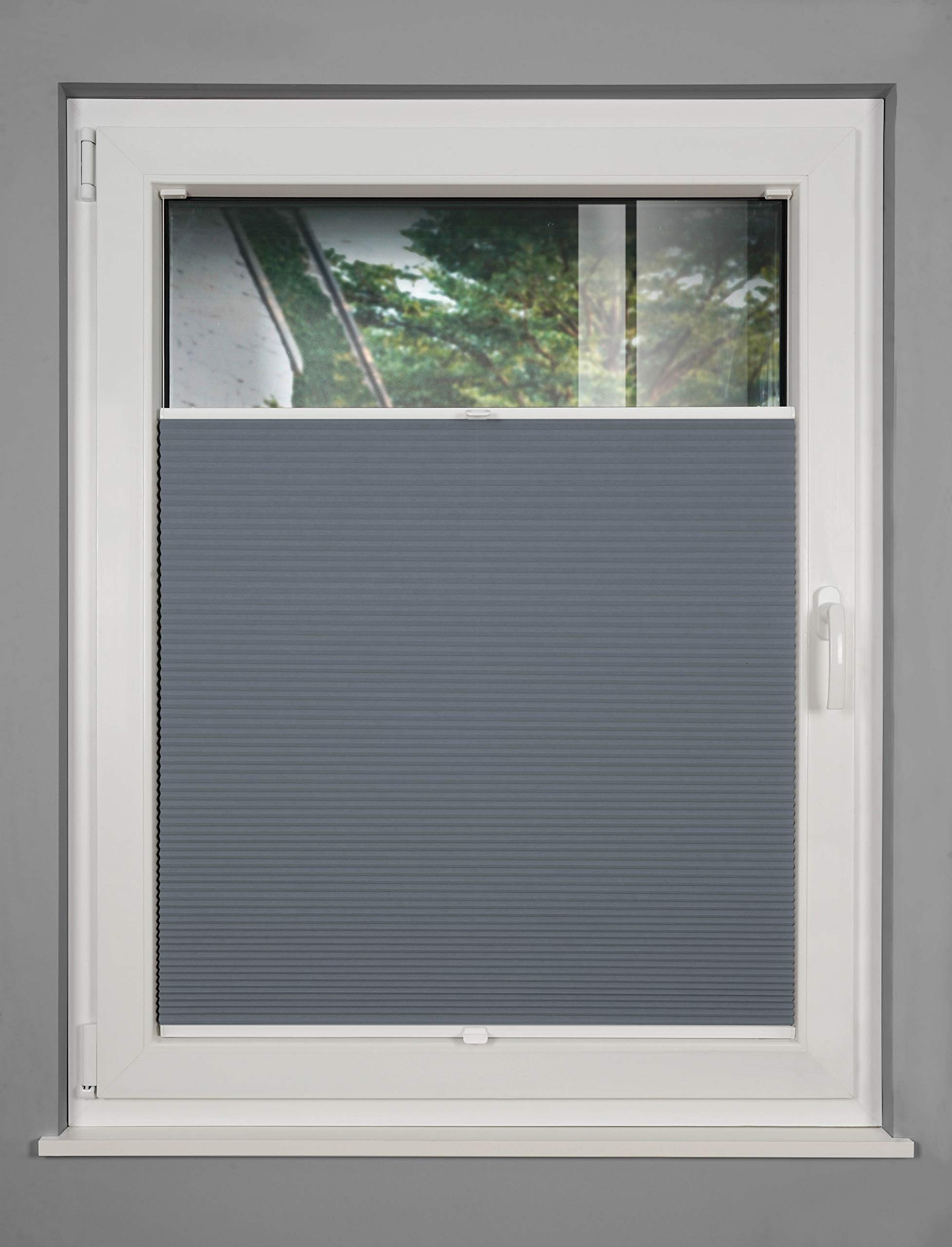 Wabenplissee nach Maß zum Festschrauben in der Fensterfalz Sichtschutz Blickdicht für Fenster und Tür Dunkelgrau B: 91-100 cm, H: 201-250 cm