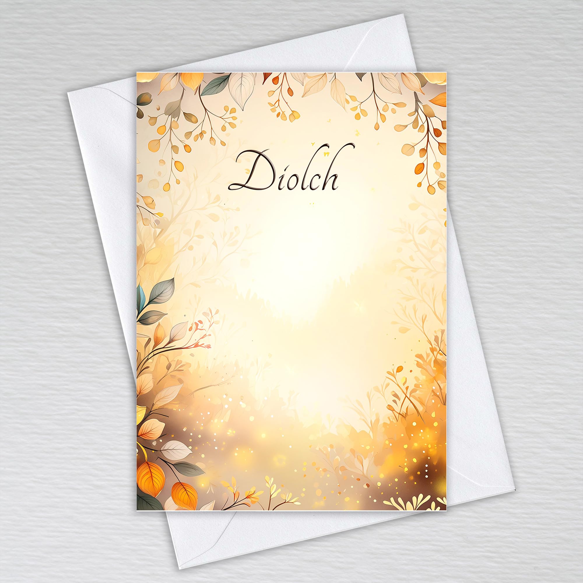 Diolch Cards, Welsh Thank You Cards, Welsh Language Diolch Note Cards A6 Non-Folded Postcards for Business, Birthdays, Weddings: Autumn Leaves Diolch Cards (Pack of 50 with Envelopes)