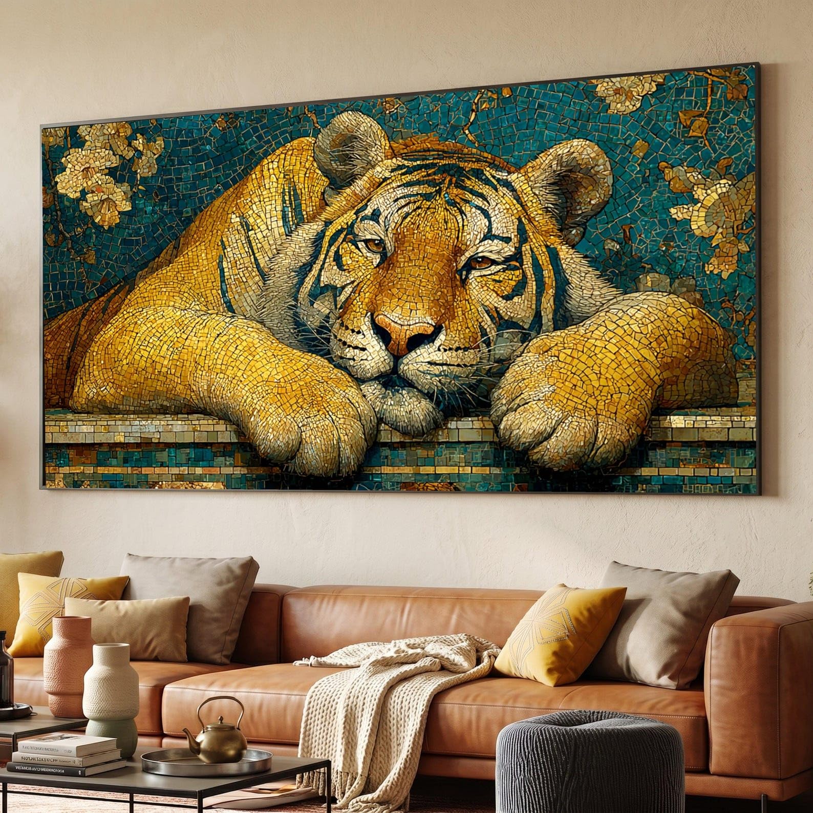 LMYCHENG Regal Tiger Canvas Painting, Wildlife Wall Art, Exotic Animal Canvas Prints, Nature Home Decor Artwork(40x70cm/Frameless)
