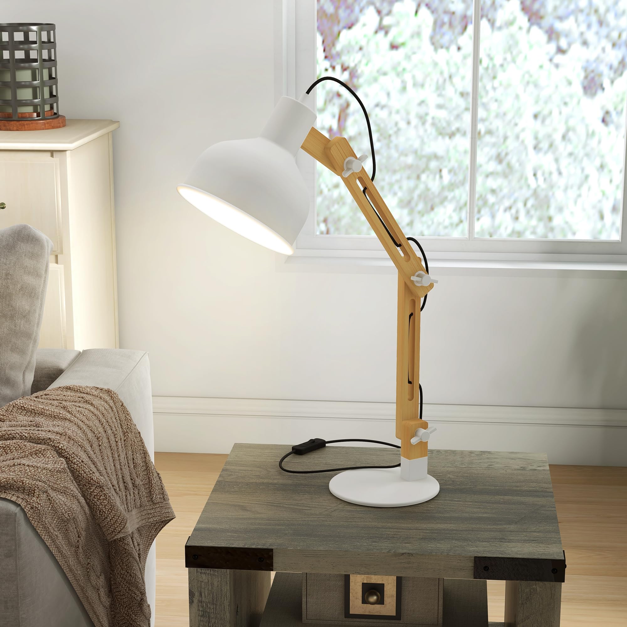 HOMCOM Tischlampe Nachttischlampe Tischleuchte LED 90° Verstellbar