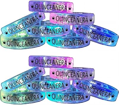 36 Pack Quinceaneras Glow in the Dark Bracelets LED Light up Party Supplies for Birthday Party Favors Receptions and Celebrations Gift