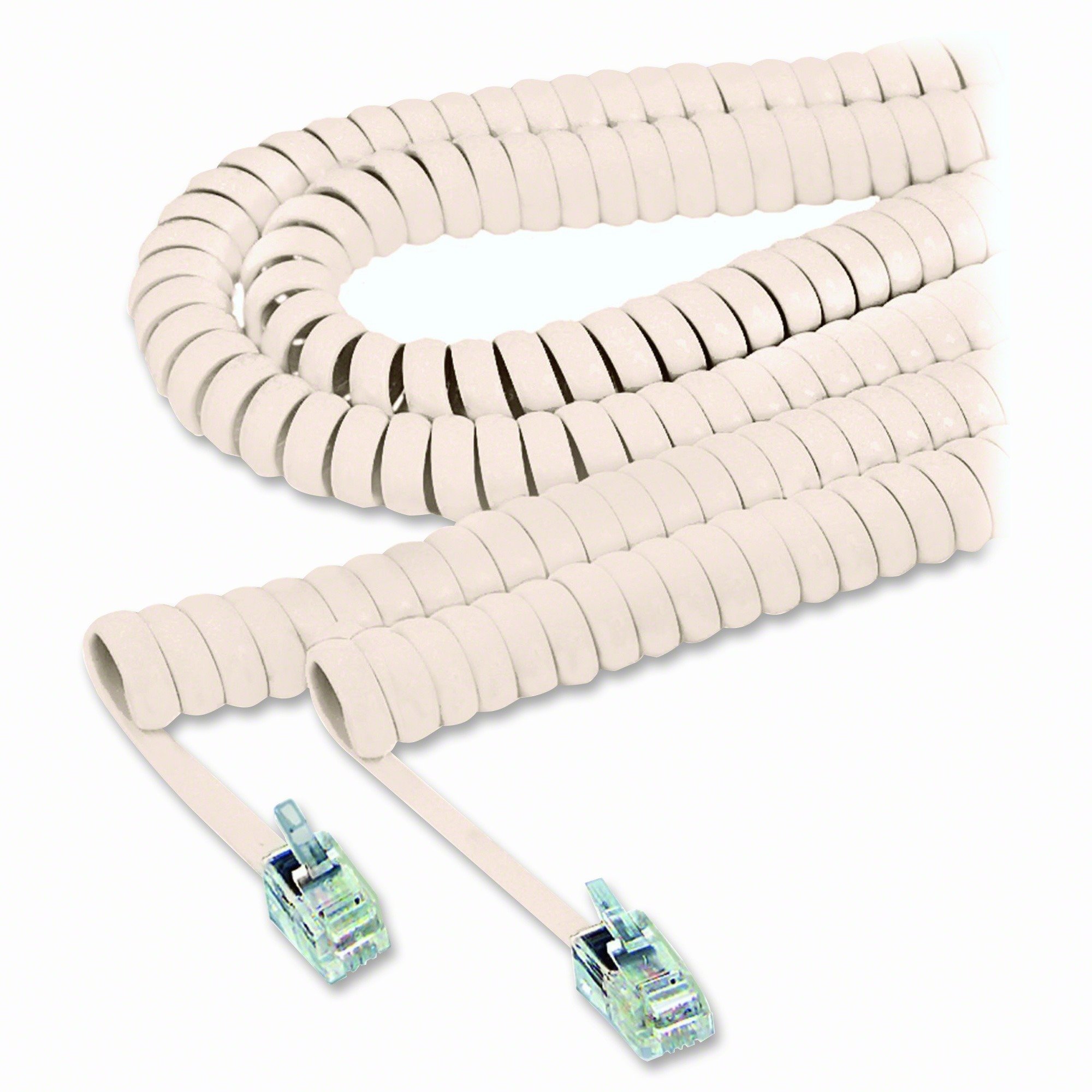 Cable de teléfono en espiral, enchufe/enchufe, color beige, se vende como 1 unidad.