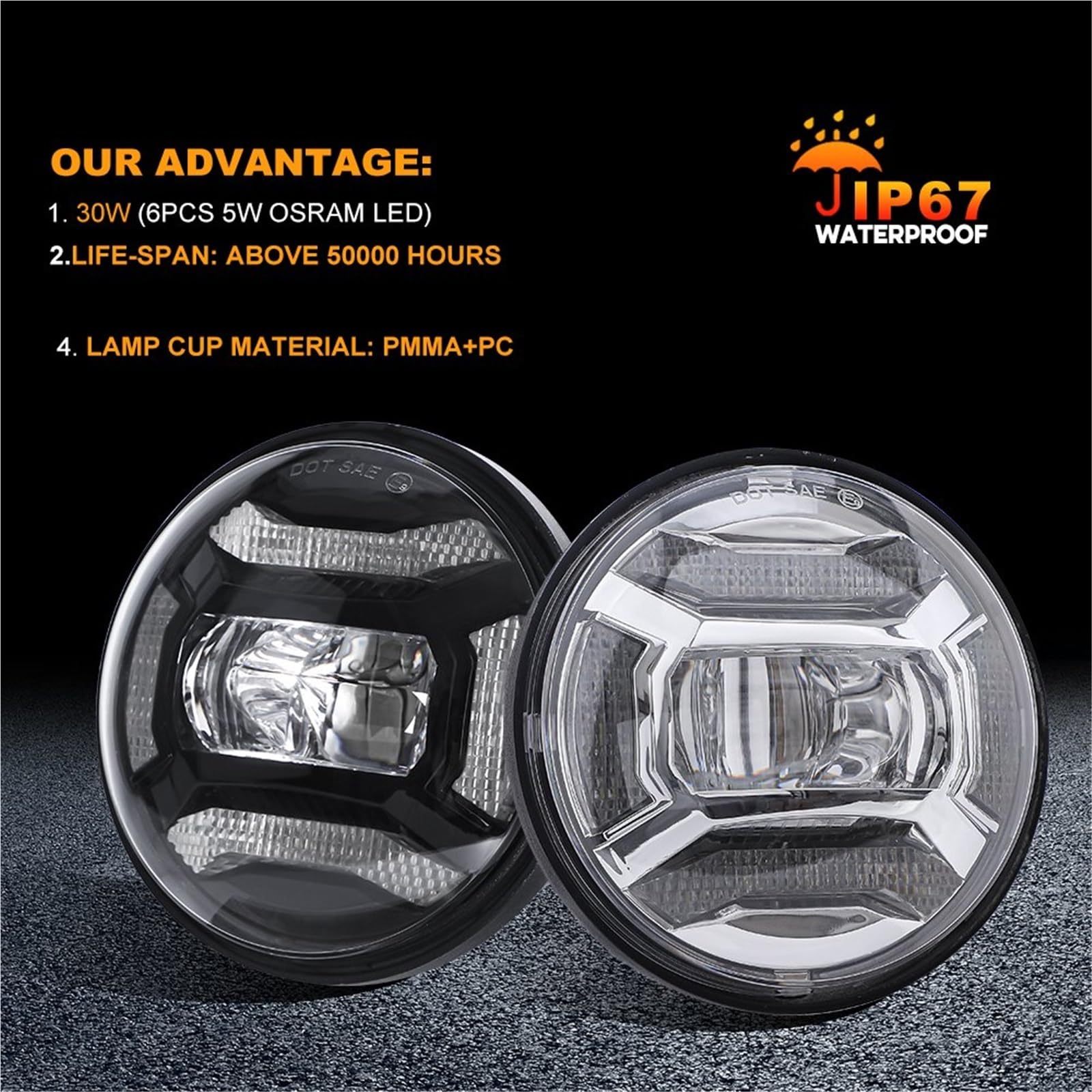 Faro Moto Per FLHTCU Per FLHTK Per FLHR LED Fendinebbia | Proiettore Fendinebbia LED Rotondi 4,5 Pollici Proiettore Ausiliario Moto Faro Fendinebbia Per Moto Con DRL Per Road King
