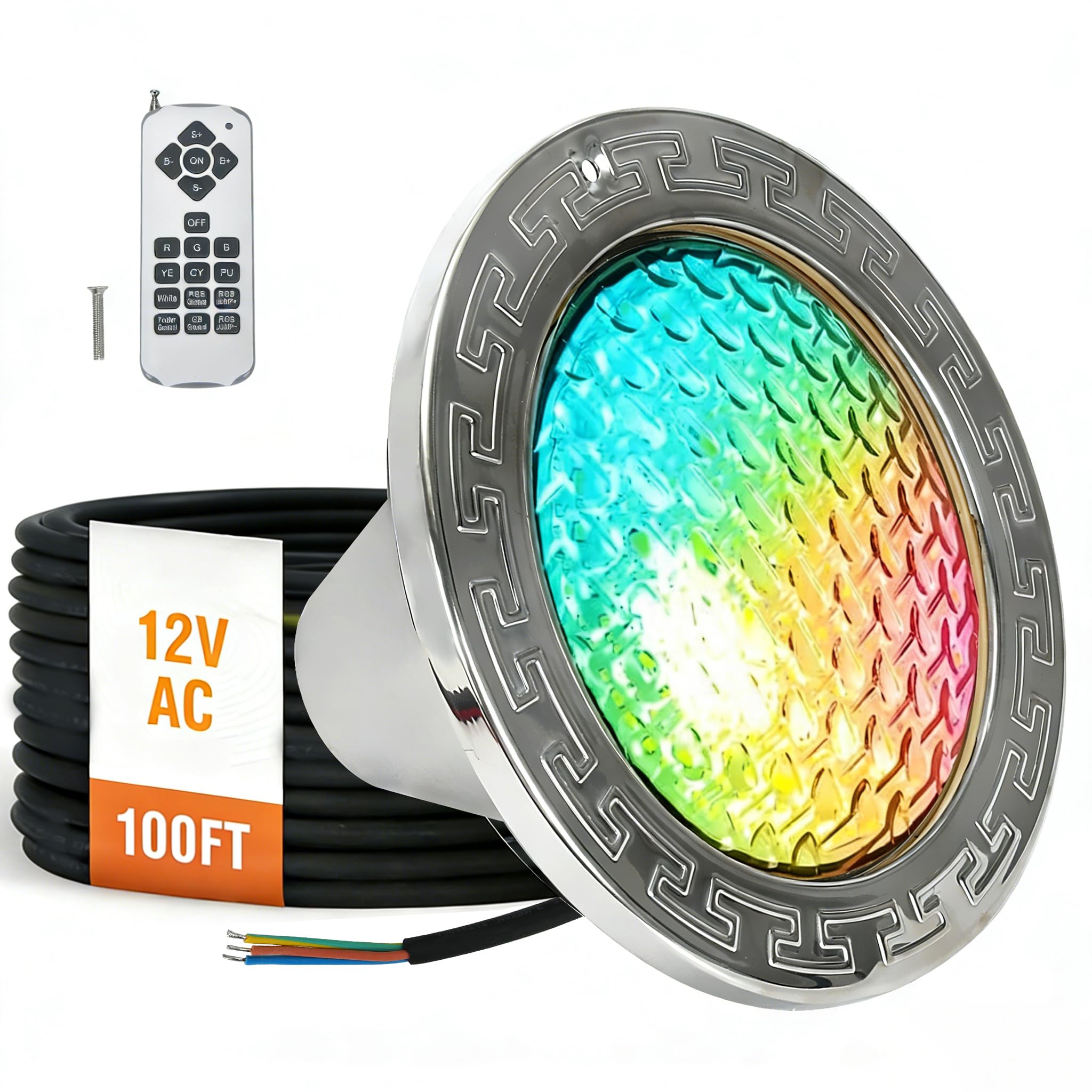 10 Inch LED Pool Lights, 12V AC Color Changing Pool Lights for Inground Pool, Underwater Pool Light, Fits for 10" Large Wet Niches, 35W(300W Equivalent), 100FT Cord